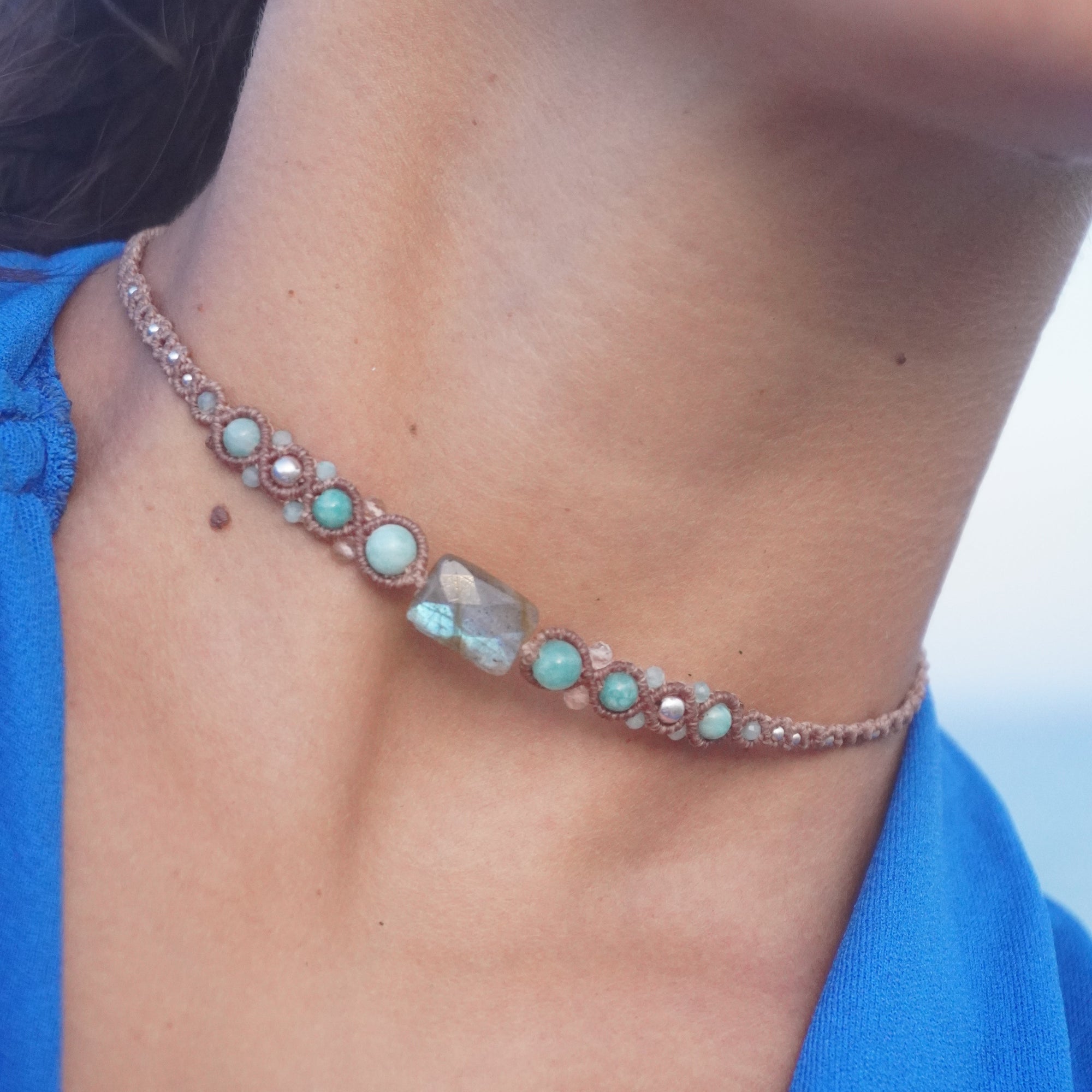 Choker de Labradorita y Amazonita