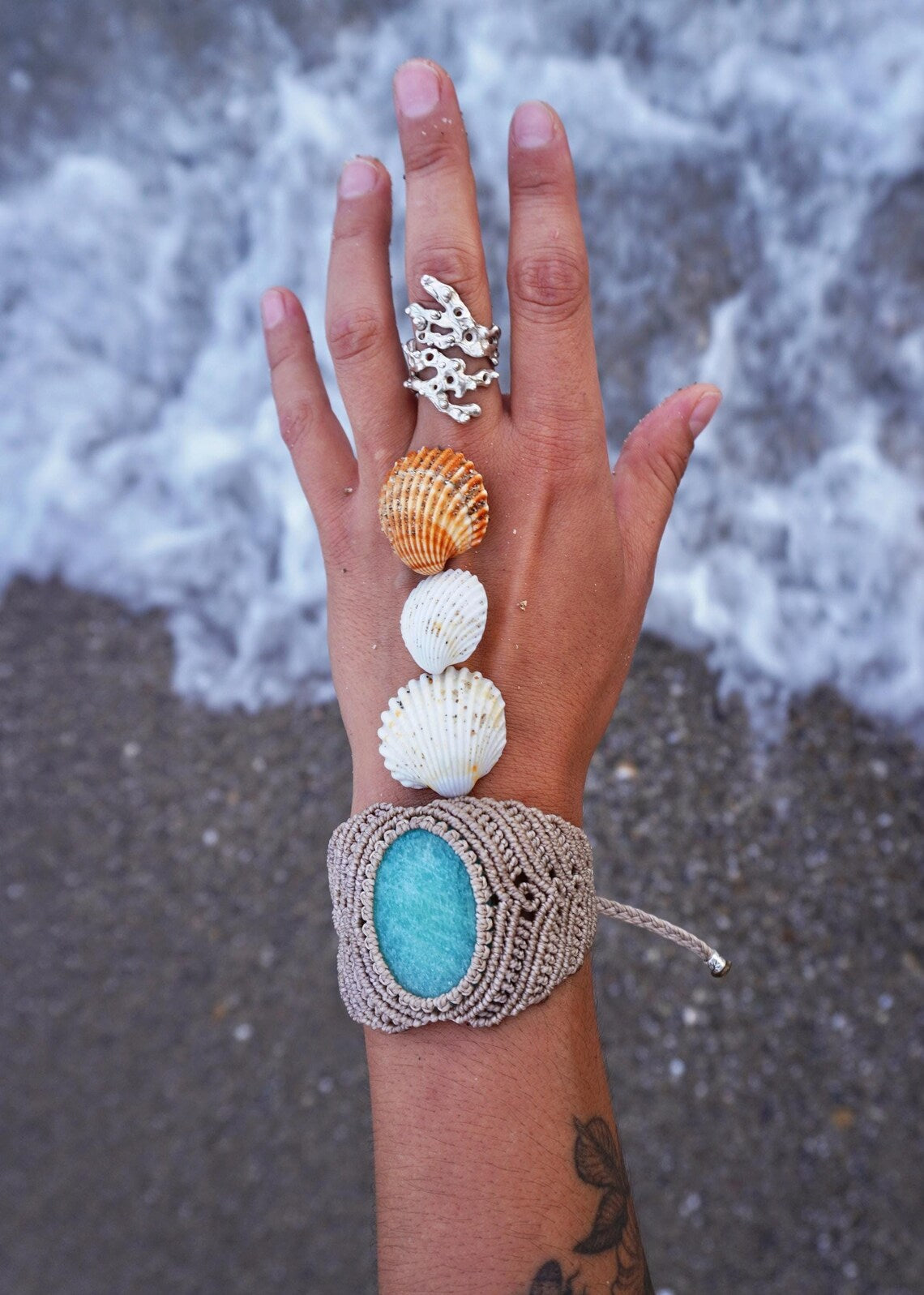 Anillo de coral en plata