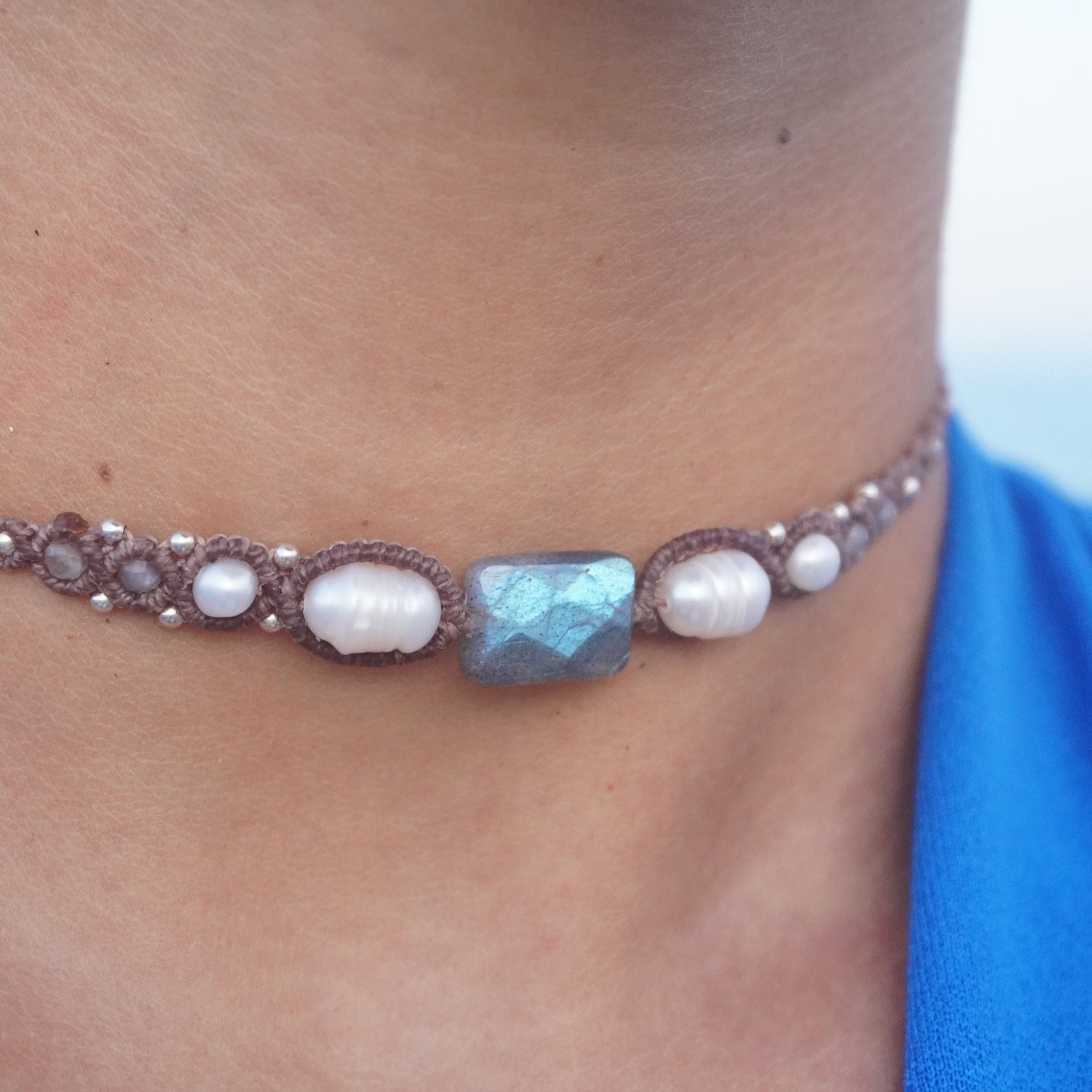 Choker de Labradorita y Perlas