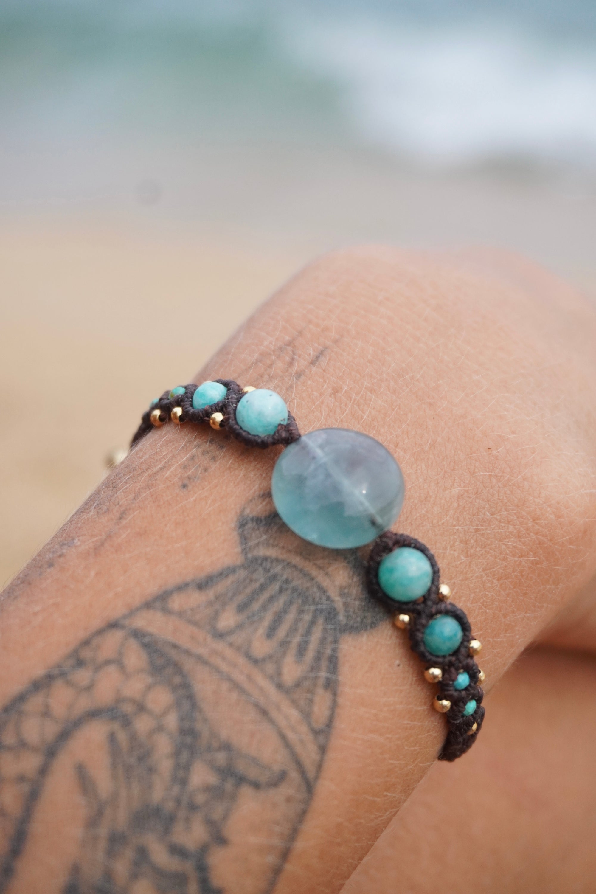 Pulsera de Fluorita, Amazonita y Turquesa