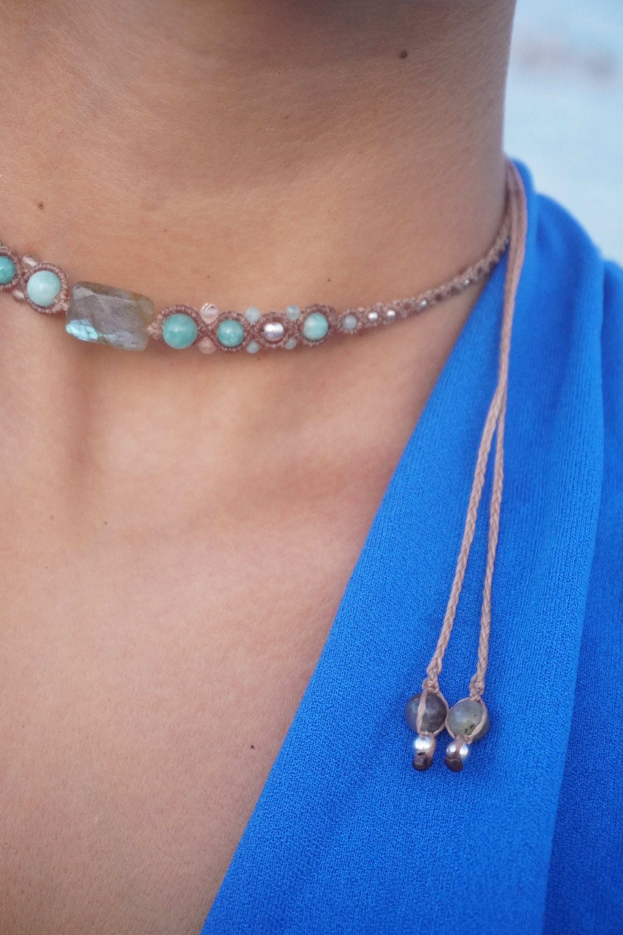 Choker de Labradorita y Amazonita