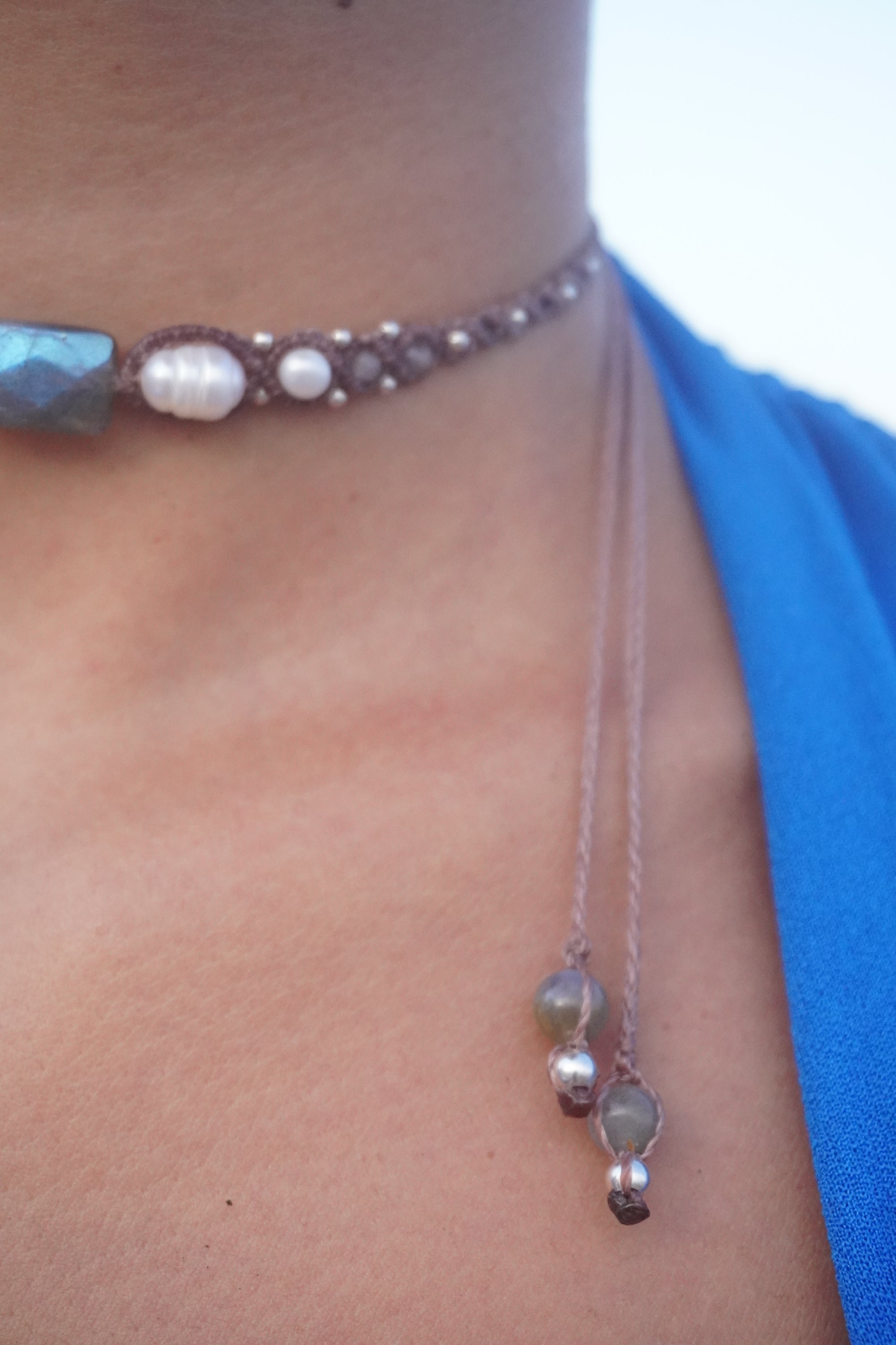Choker de Labradorita y Perlas