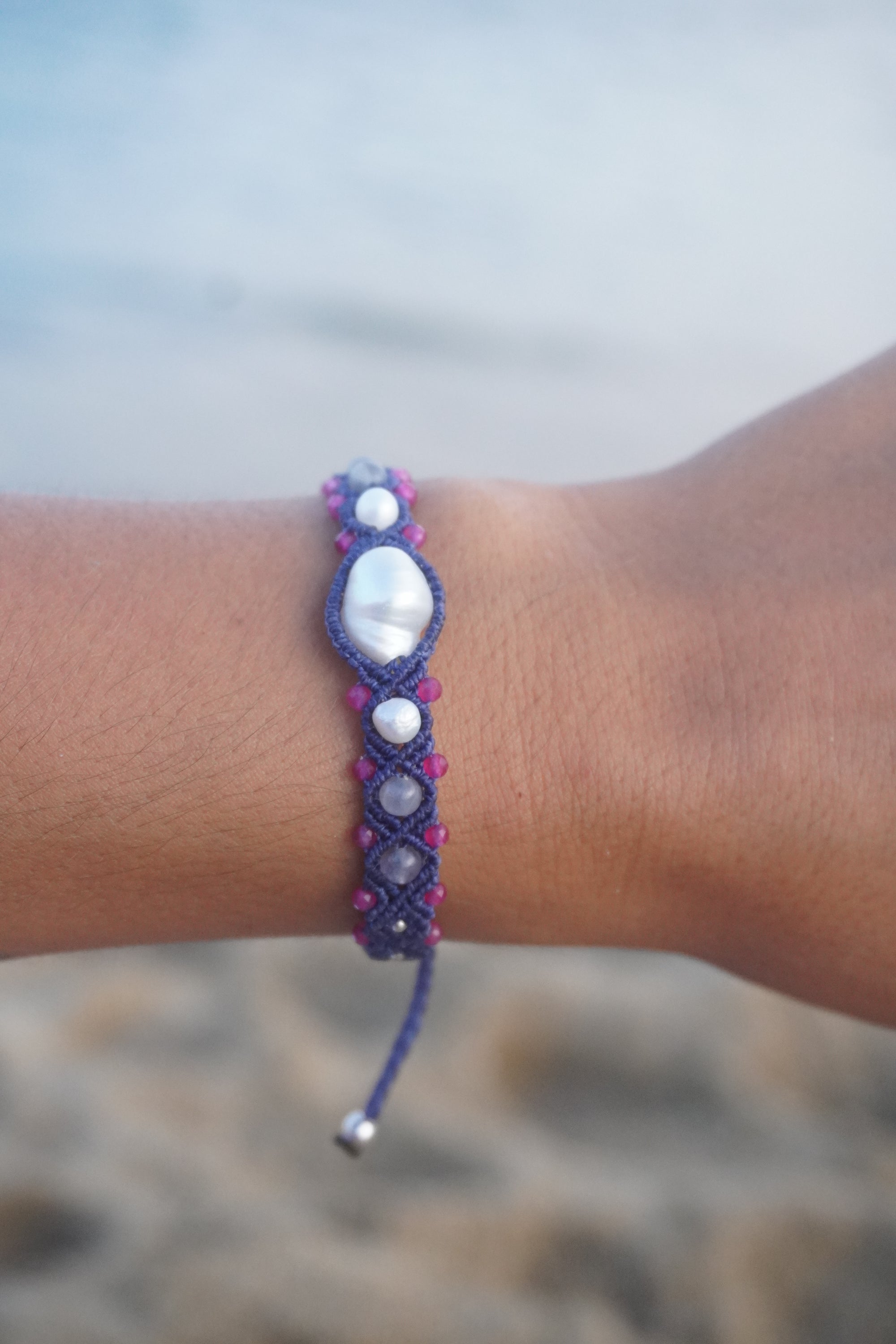 Pulsera de Perlas, Labradorita y Rubíes
