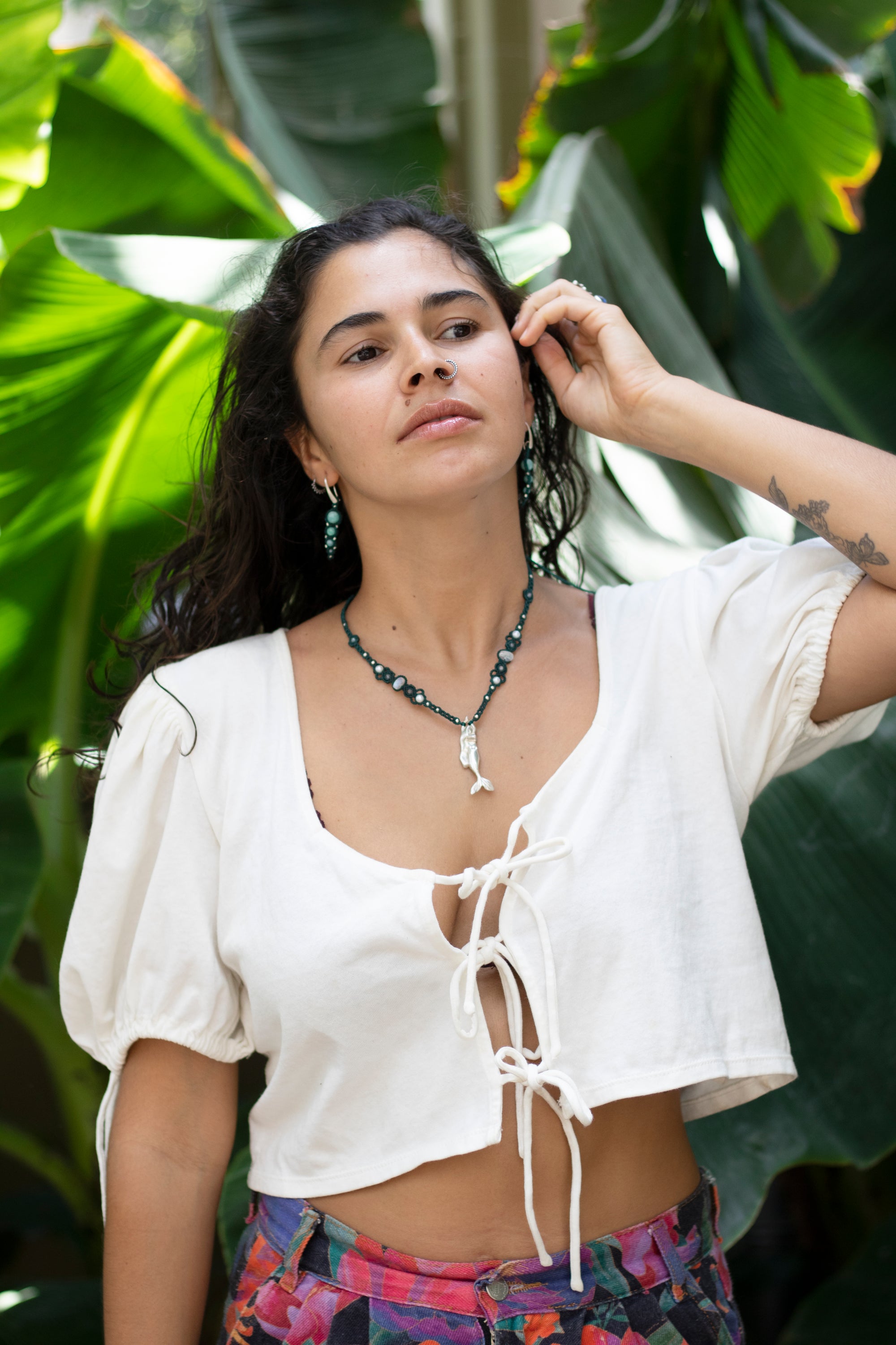 Collar de Sirena de plata con Piedra Luna Arcoiris, Perlas y Labradorita