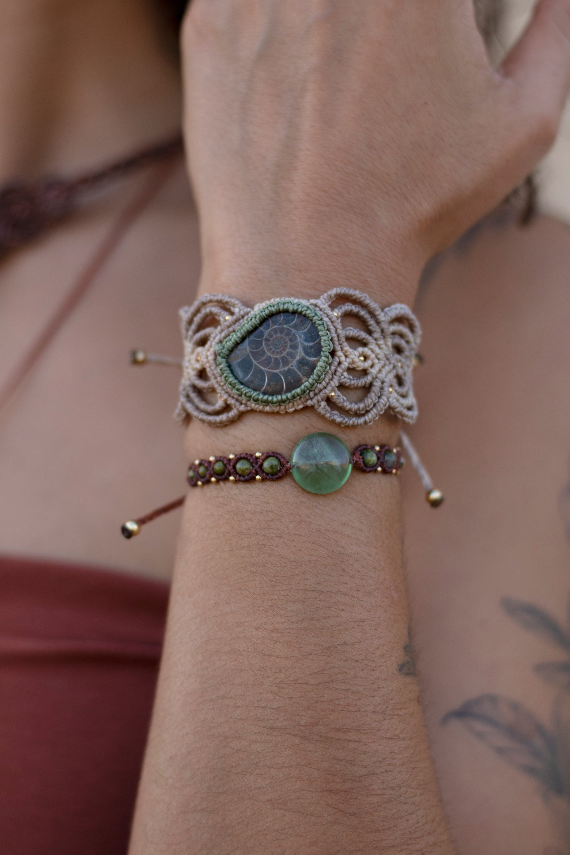 Pulsera de Fluorita y Unakita
