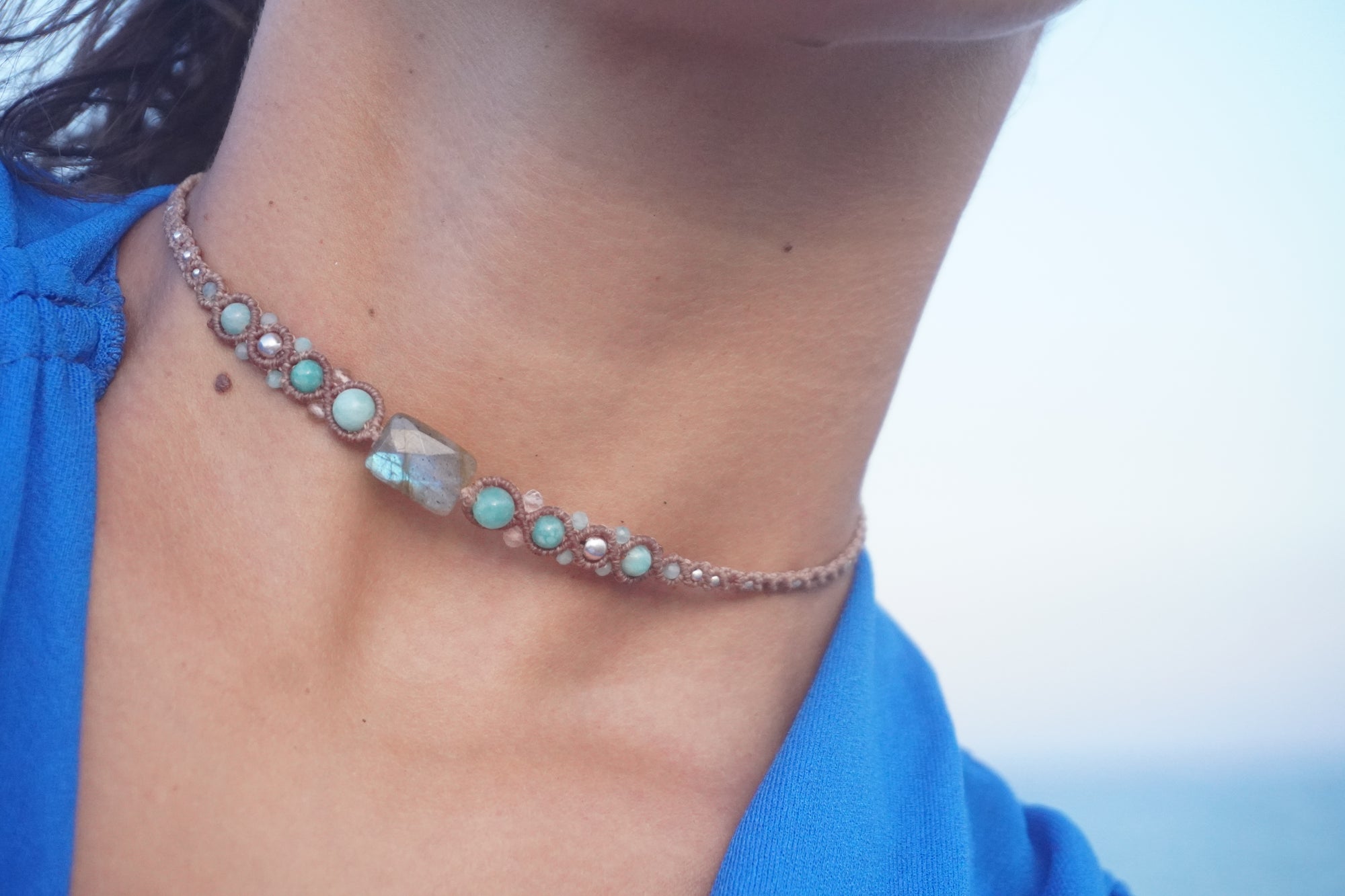 Choker de Labradorita y Amazonita