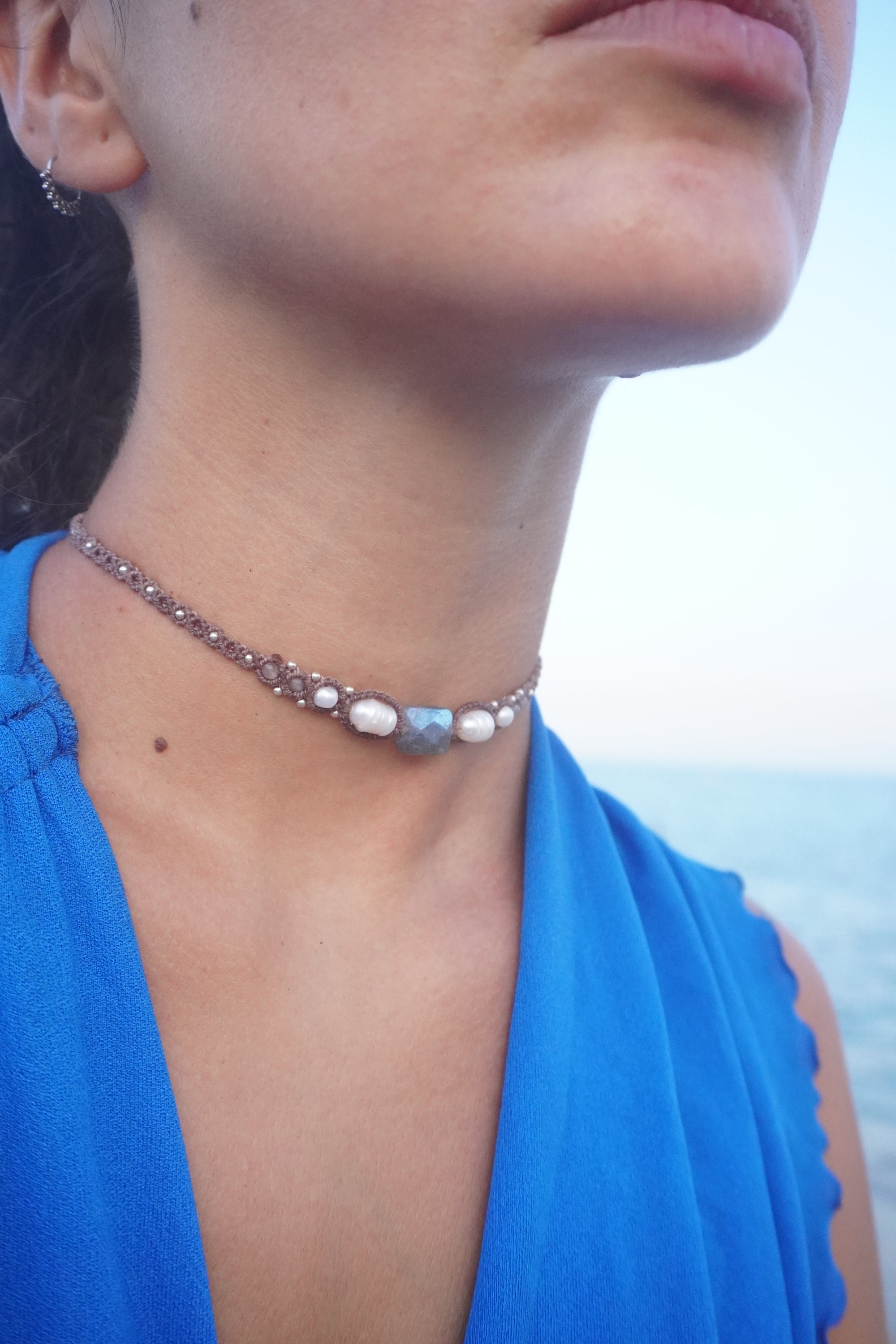 Choker de Labradorita y Perlas