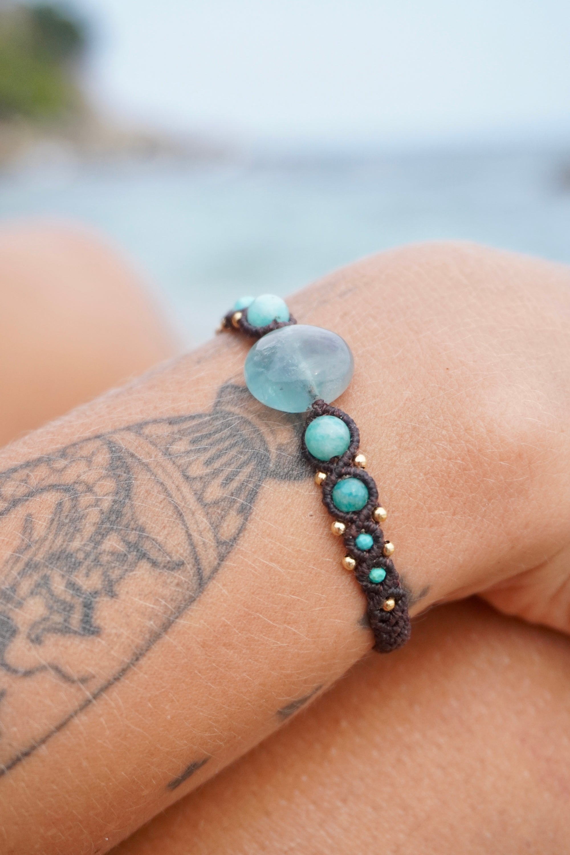 Pulsera de Fluorita, Amazonita y Turquesa