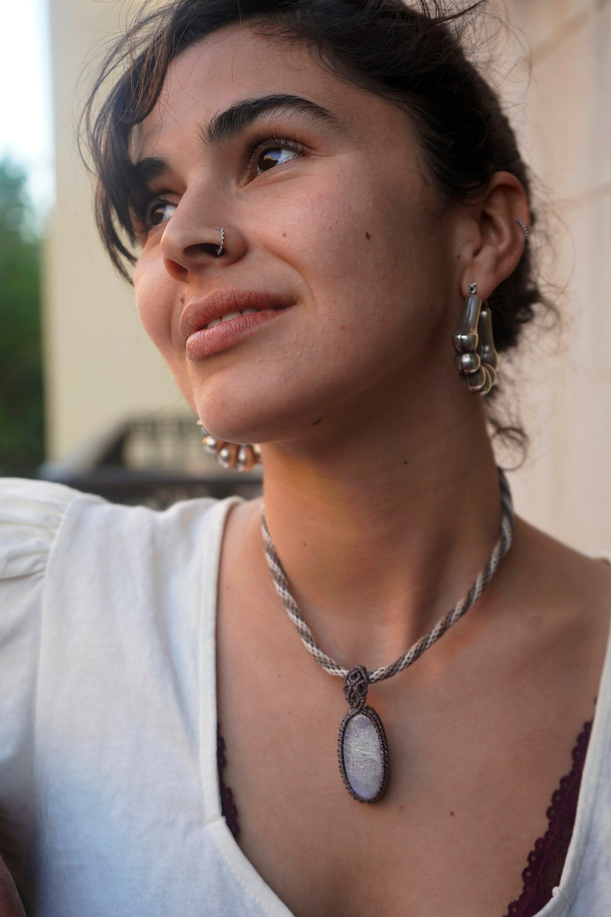 Collar de Piedra Luna Arcoiris