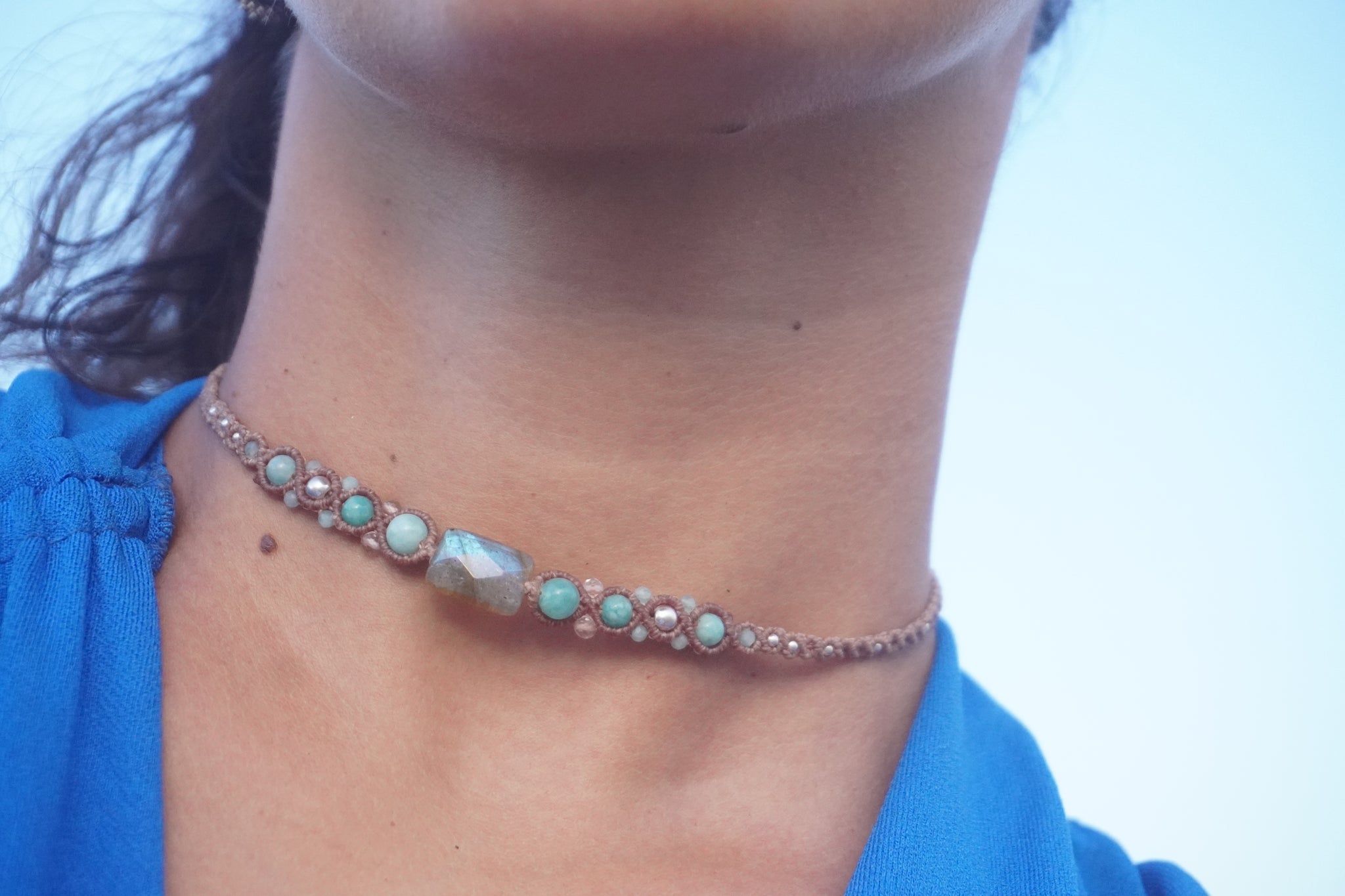 Choker de Labradorita y Amazonita