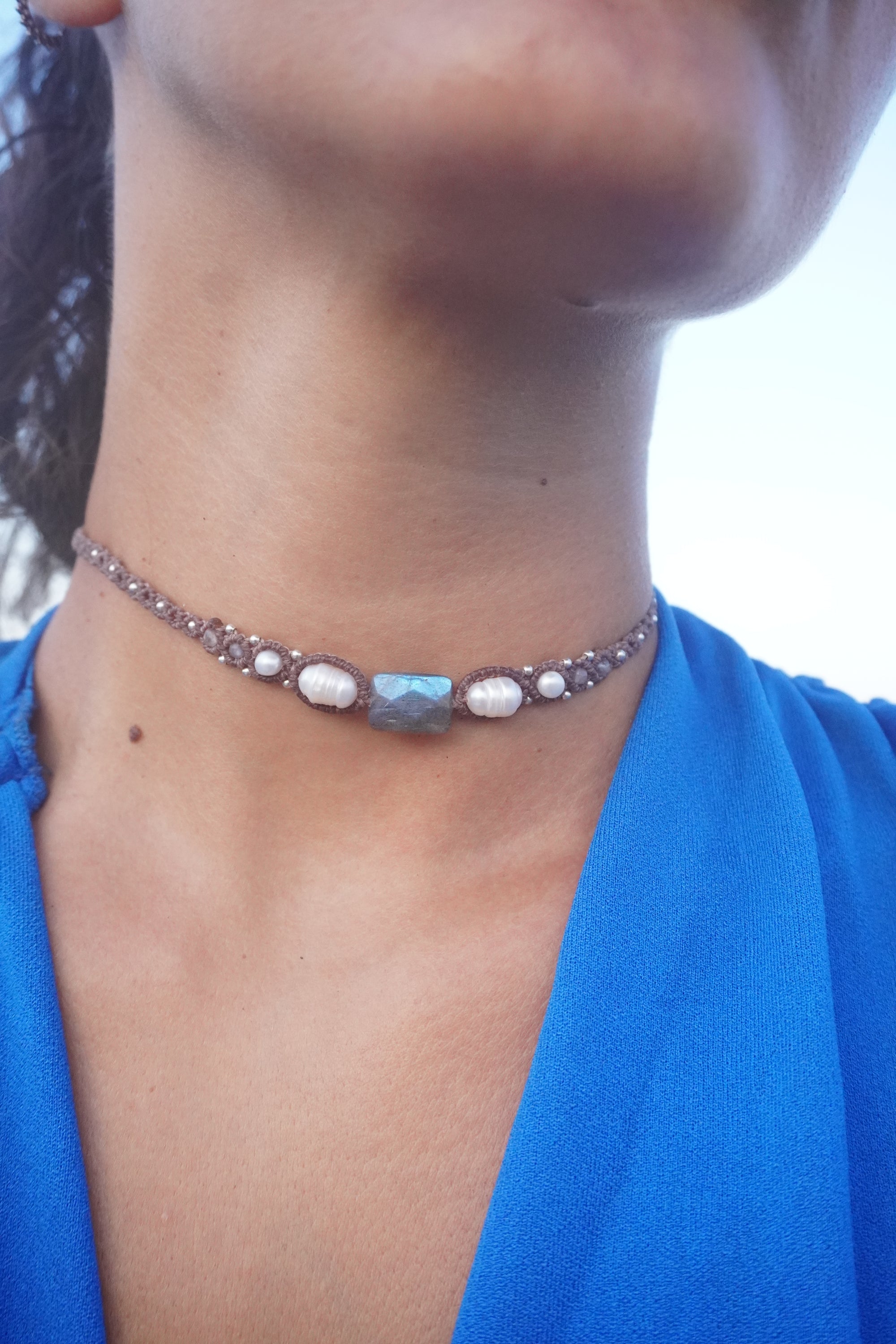 Choker de Labradorita y Perlas