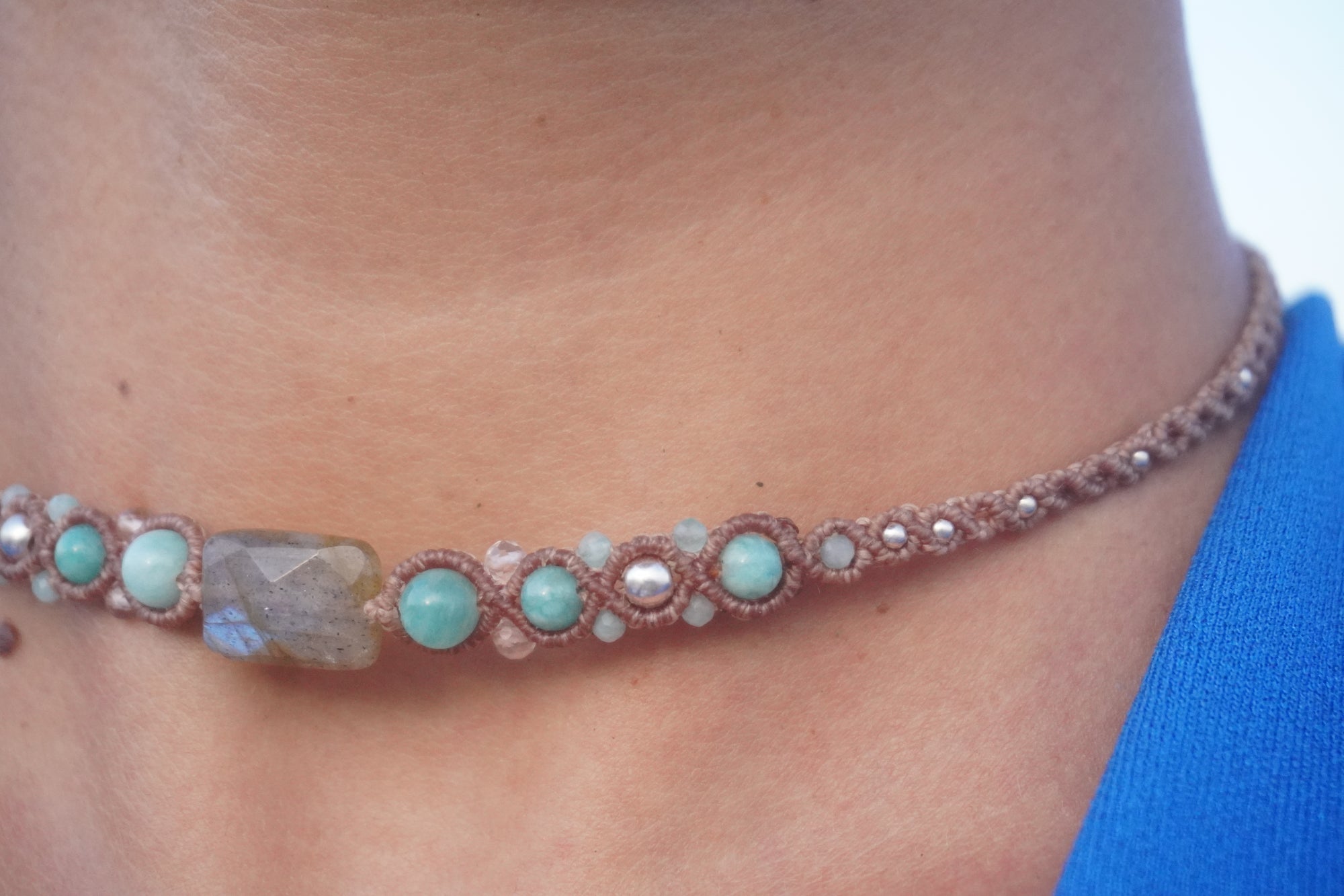 Choker de Labradorita y Amazonita