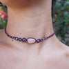 Choker de Rodonita, Aamatista, Labradorita y Cuarzo rosa