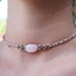 Choker de Rodonita, Unakita y Cuarzo rosa