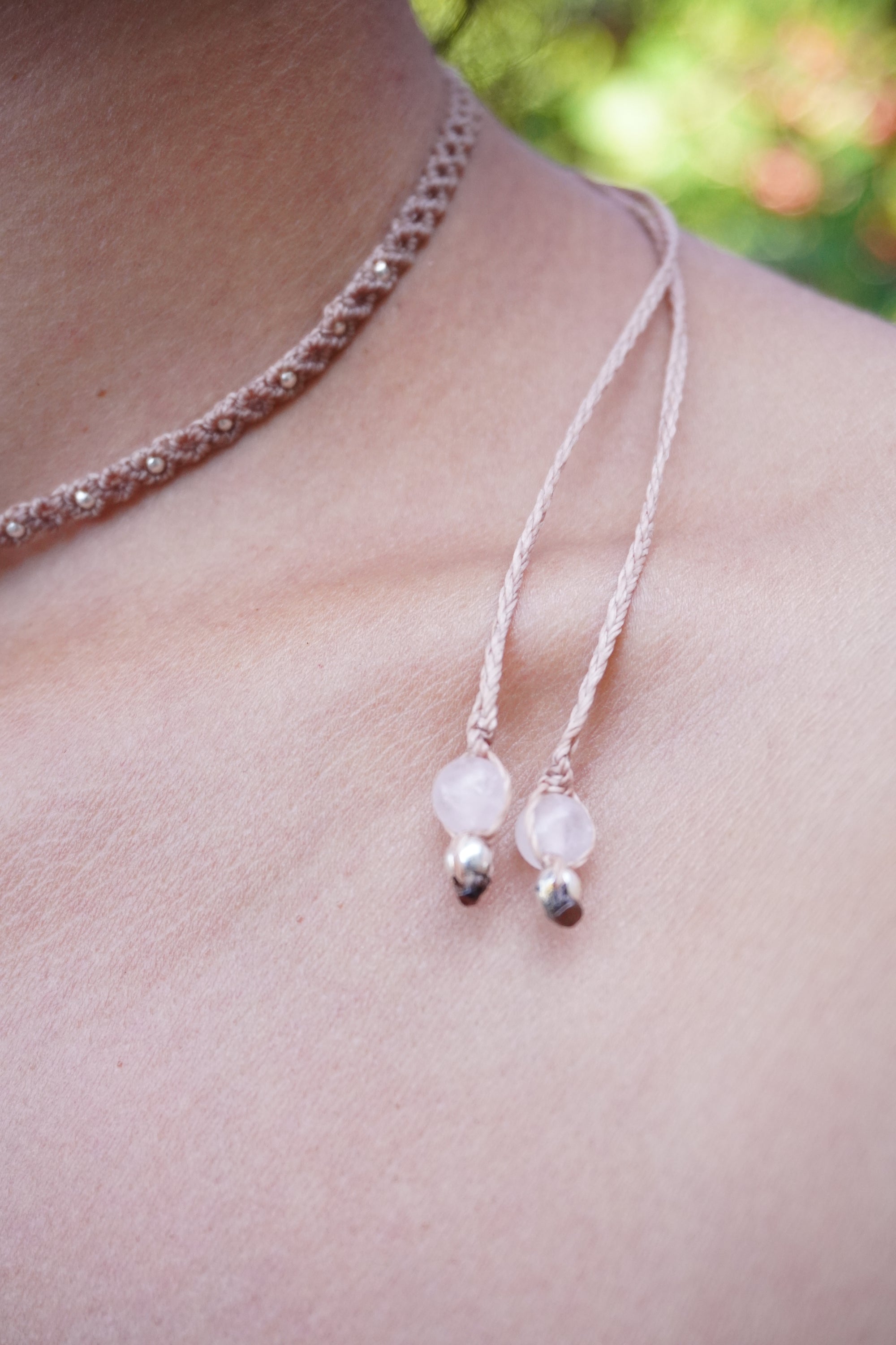 Choker de Rodonita, Unakita y Cuarzo rosa