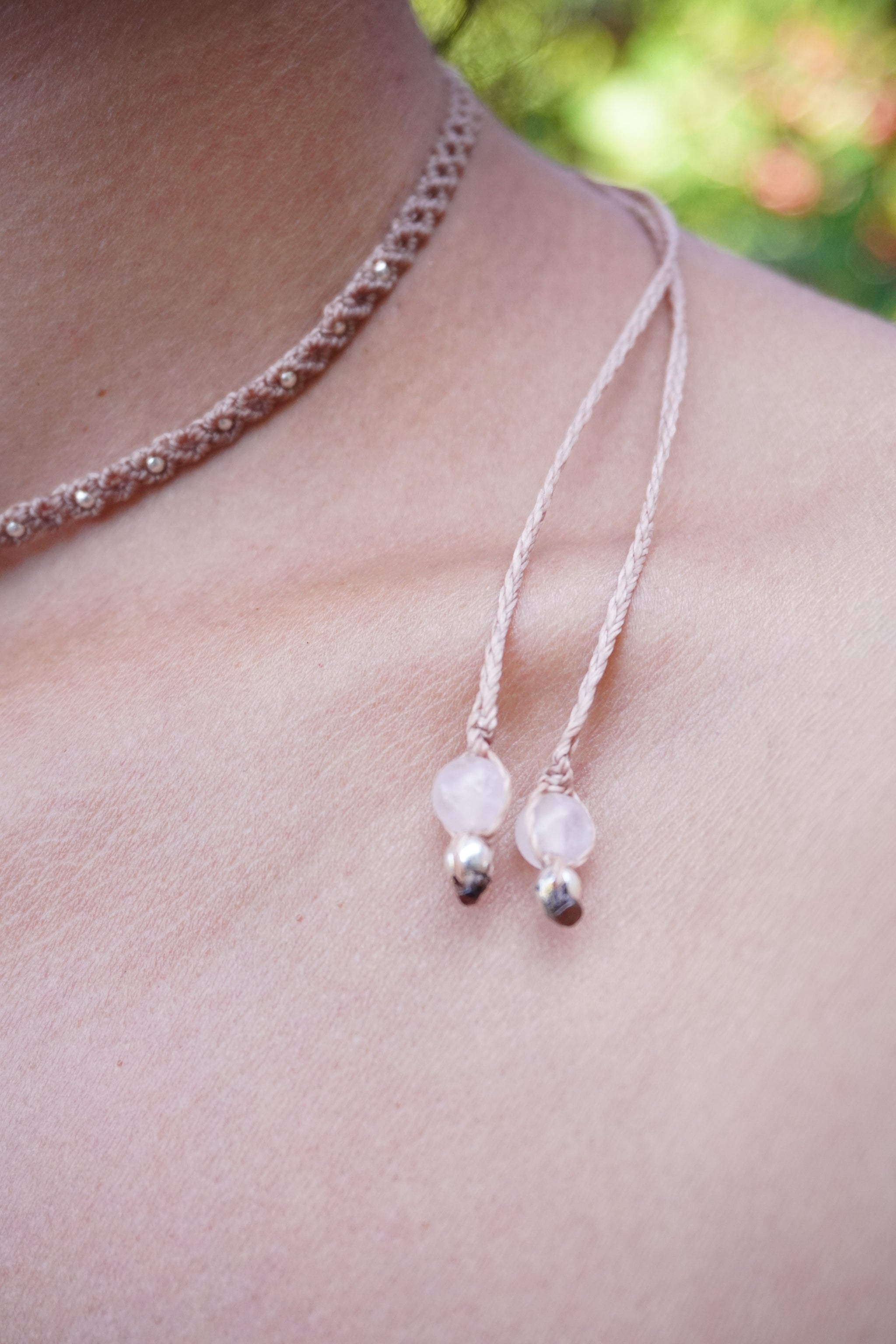 Choker de Rodonita, Unakita y Cuarzo rosa