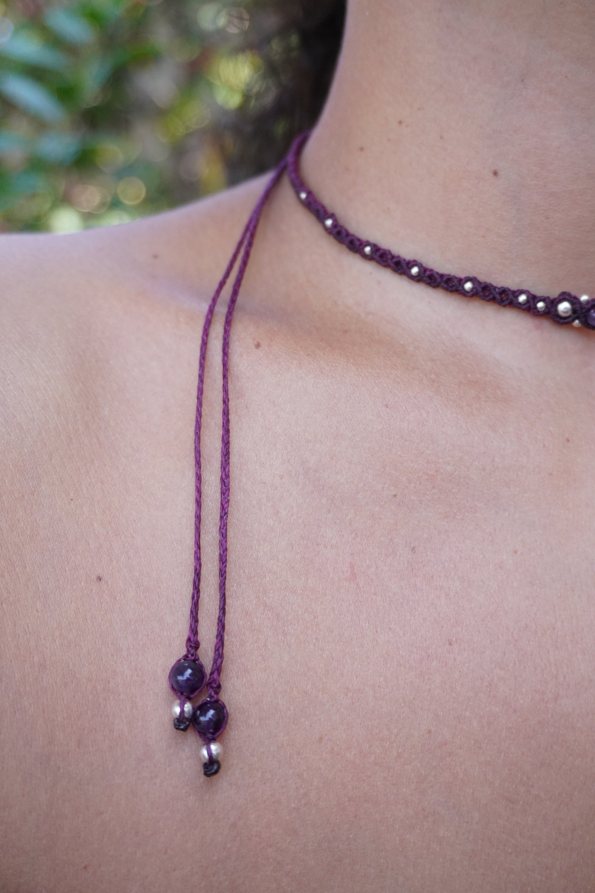 Choker de Rodonita y Amatista