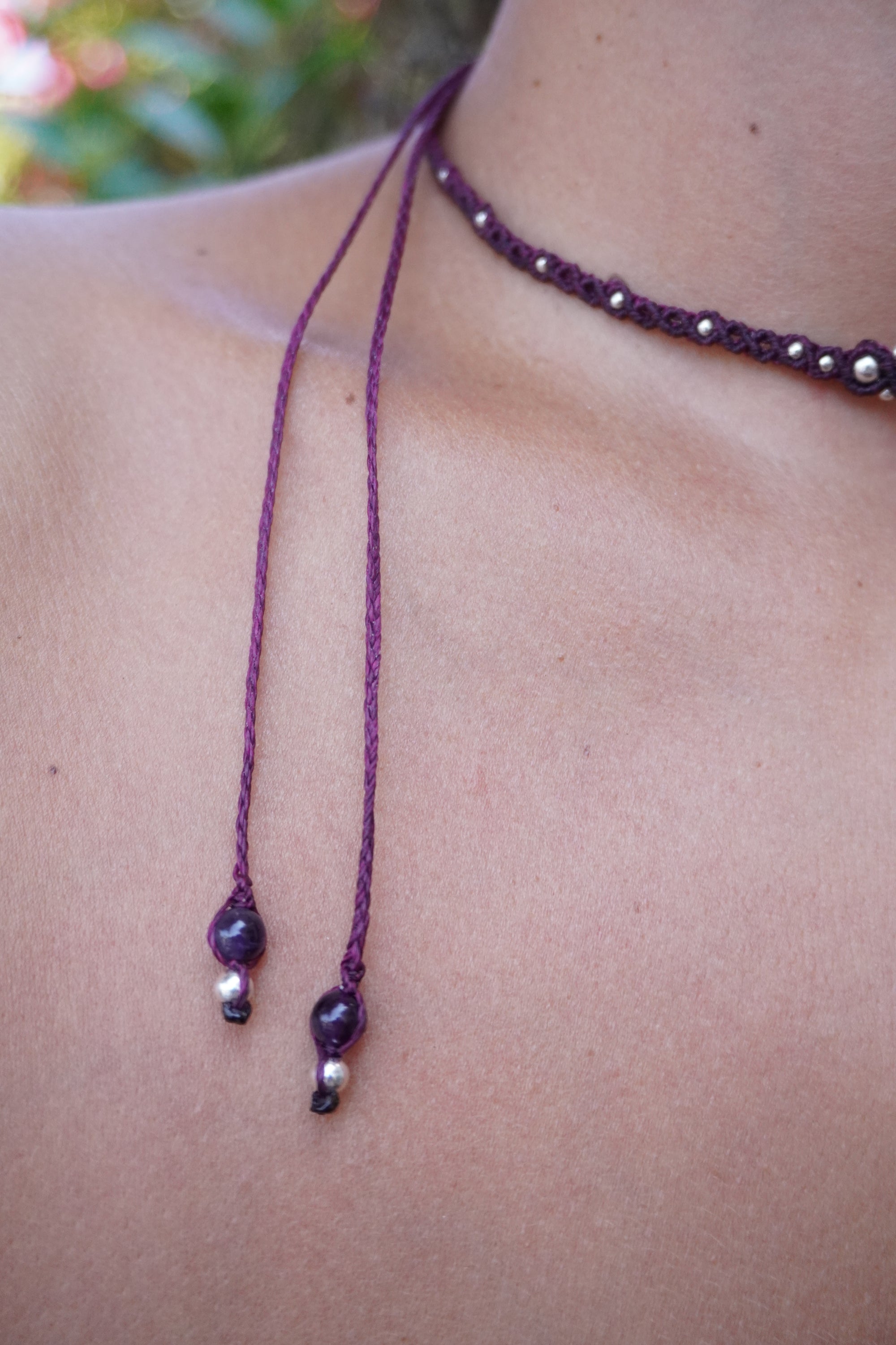 Choker de Rodonita y Amatista