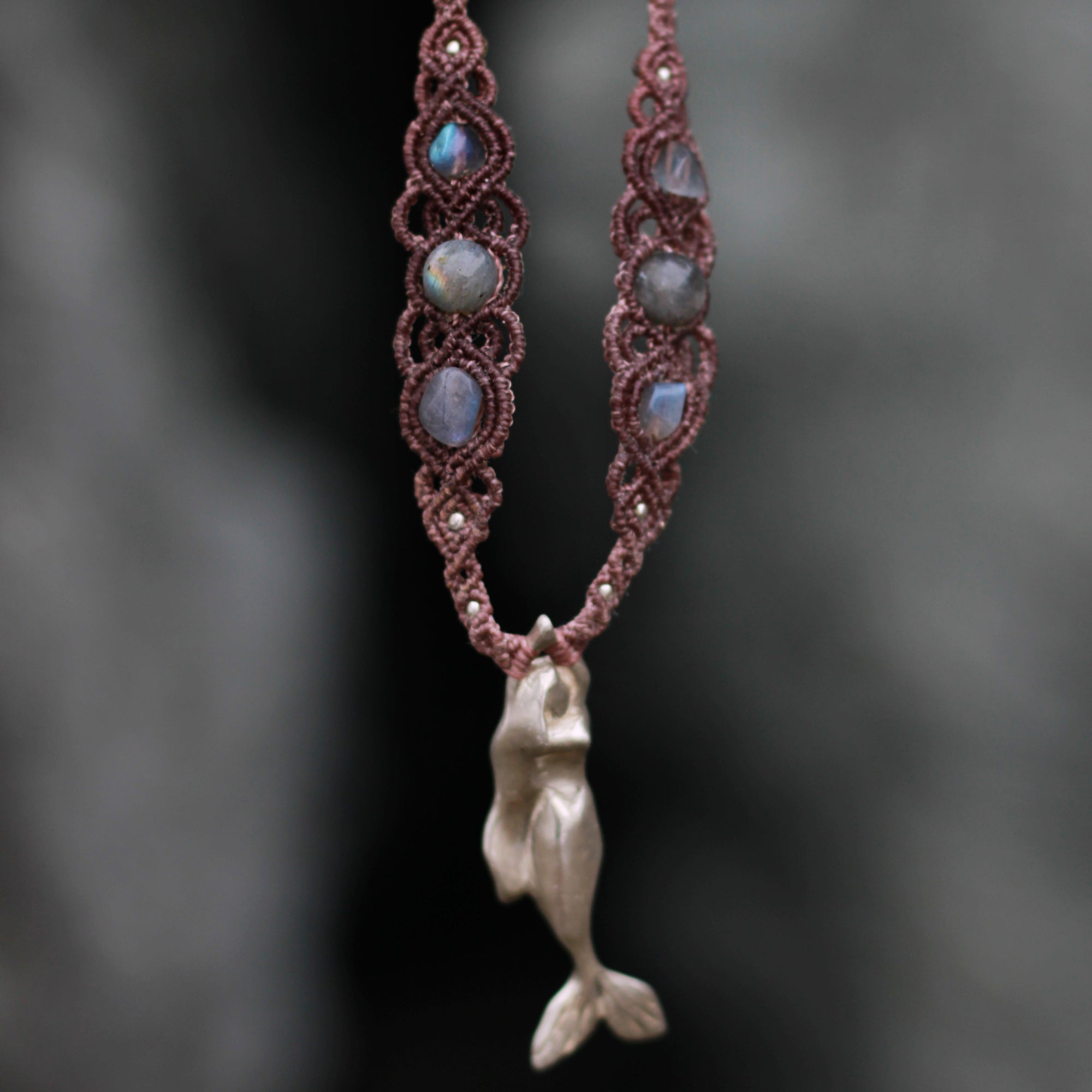 Collar Sirena de plata tejida con Labradorita