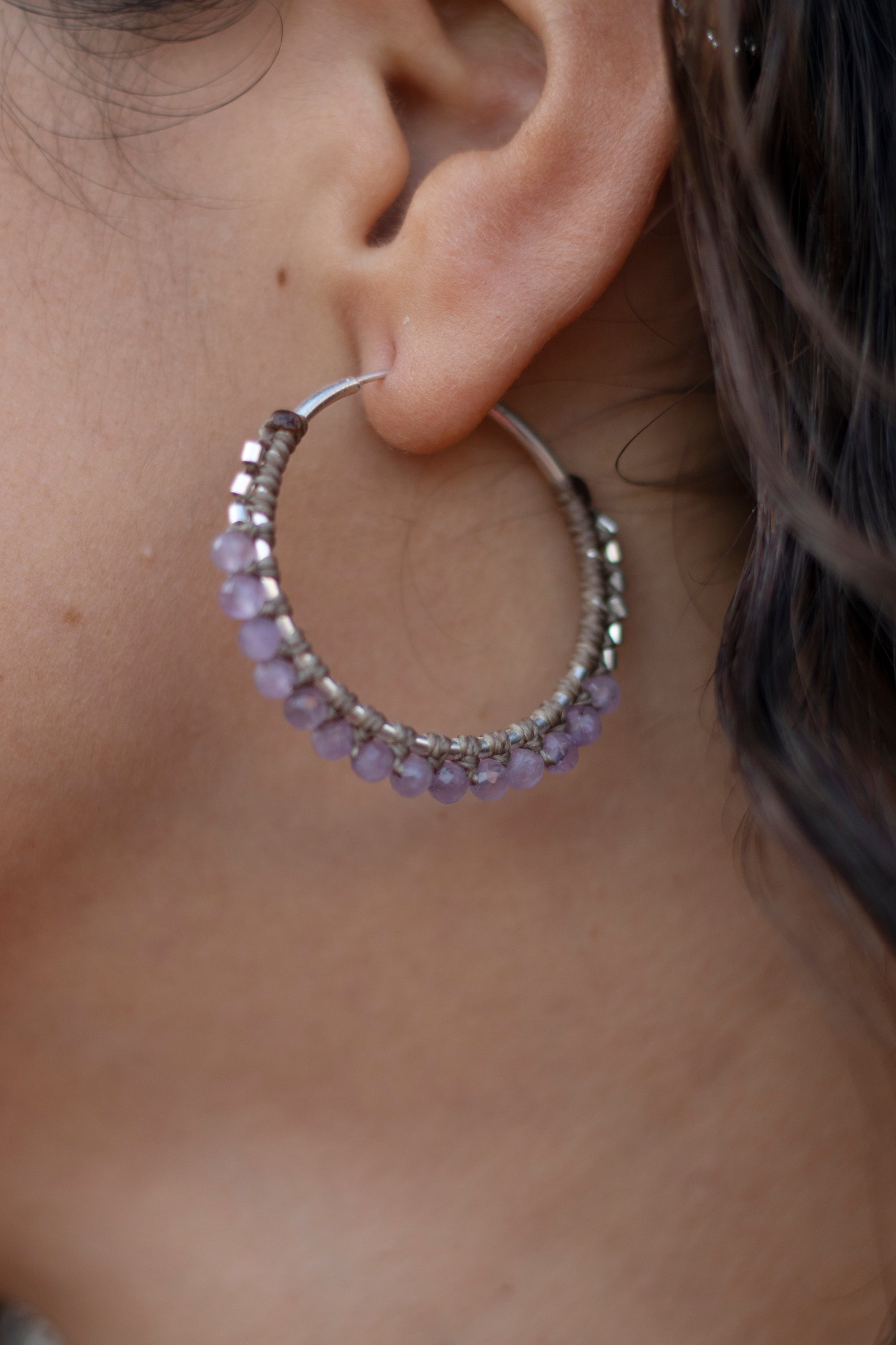 Aros de plata con Amatista