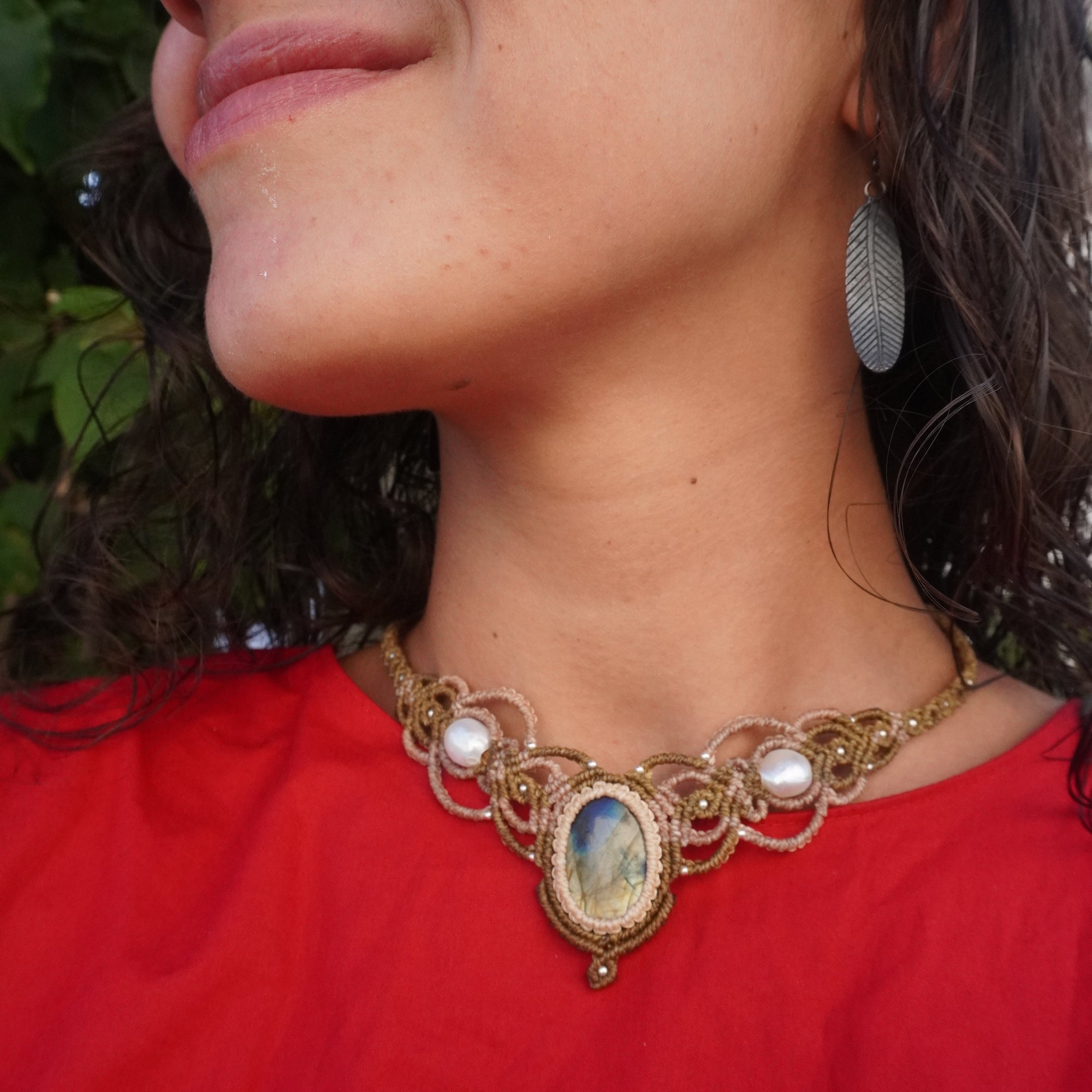 Gargantilla de Labradorita y Perlas