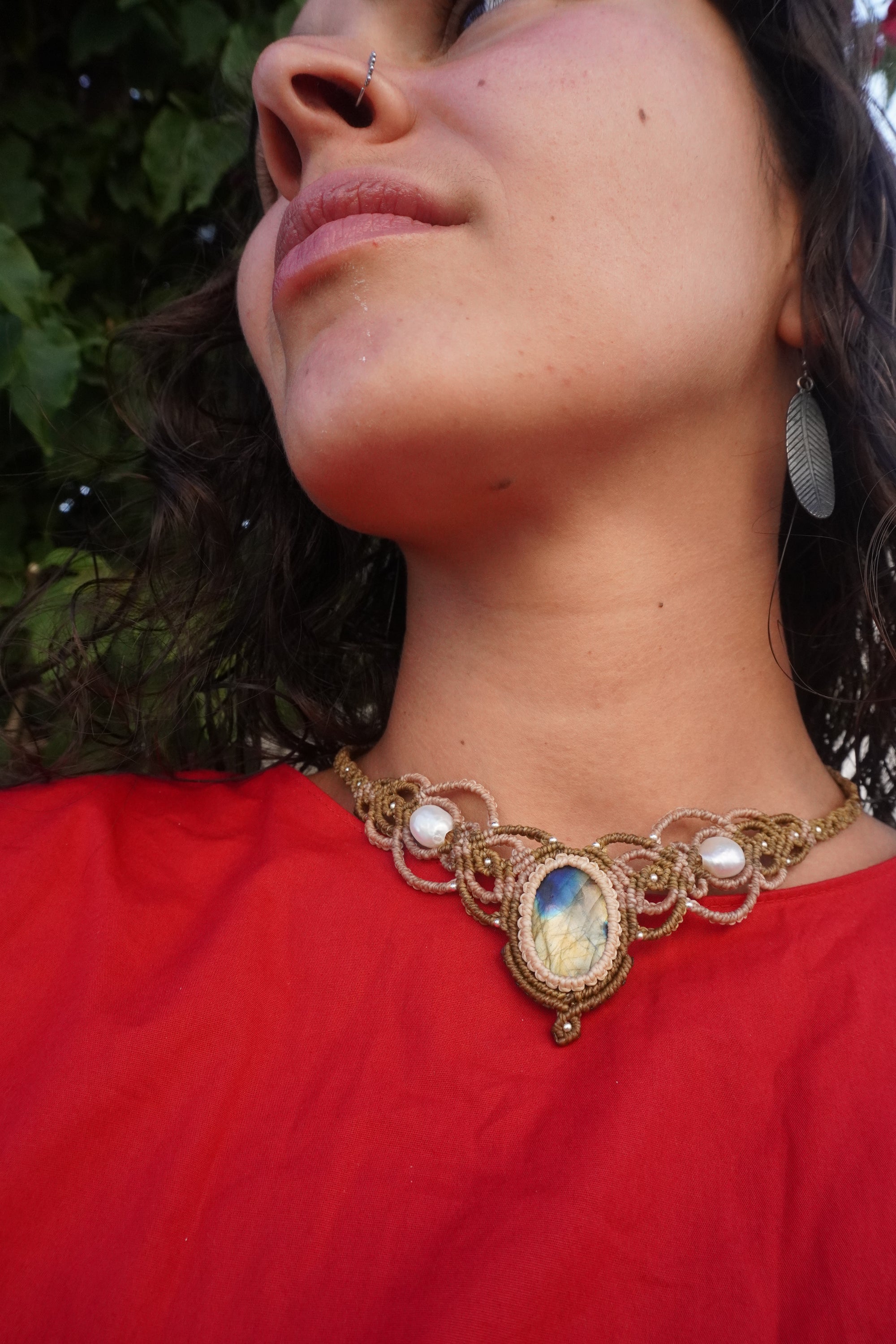 Gargantilla de Labradorita y Perlas