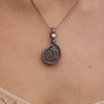Collar de Amonnite, Perlas y Cuarzo Rosa