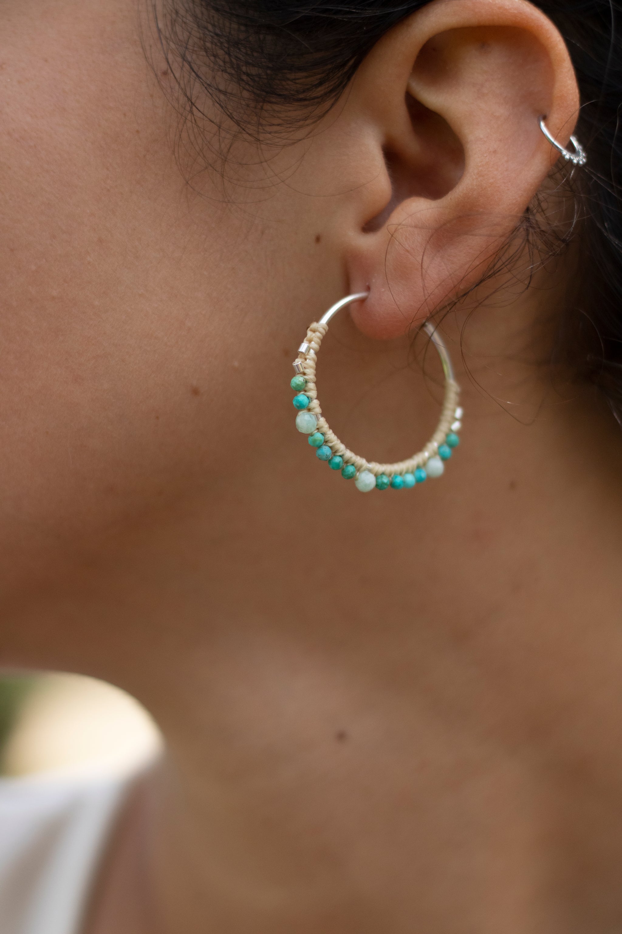 Aros de plata con Amazonita y Turquesa