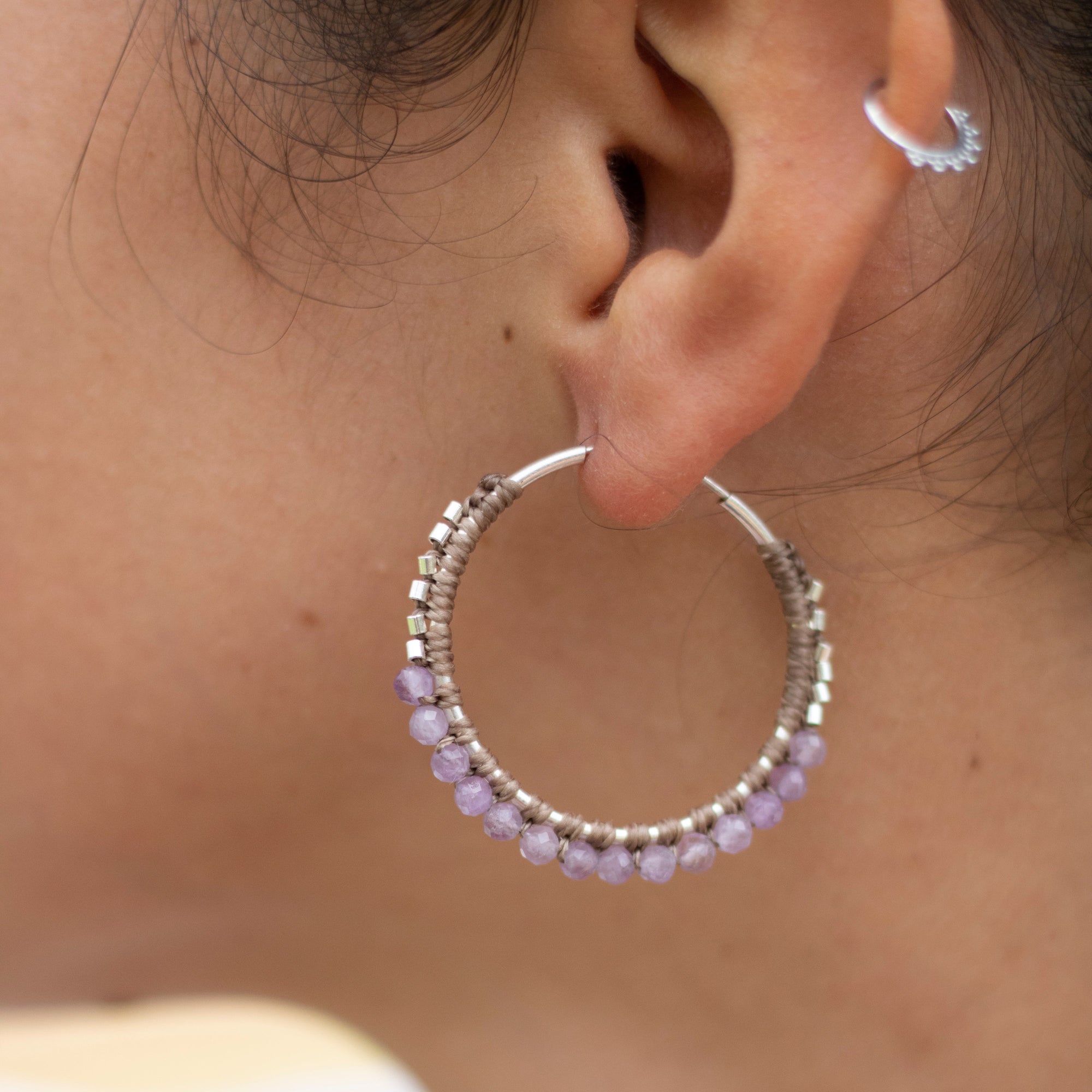 Aros de plata con Amatista