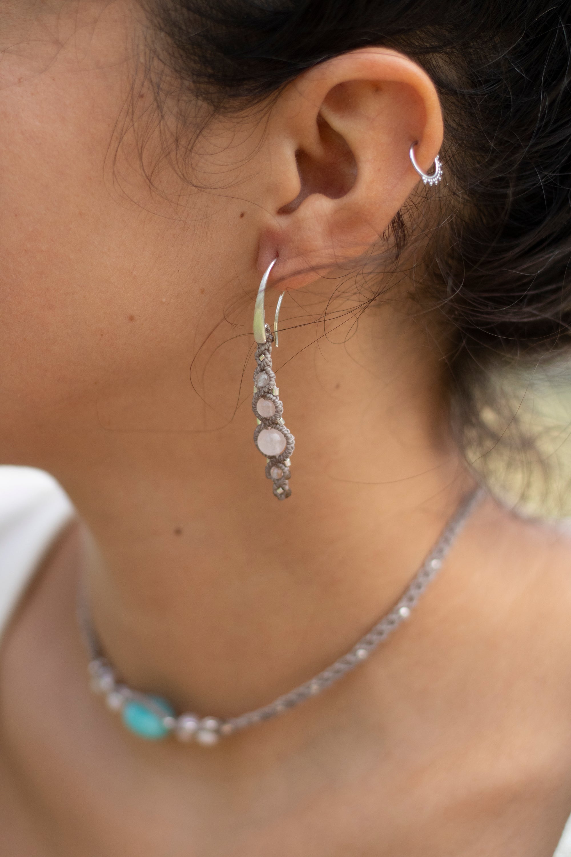 Pendientes de plata con Cuarzo Rosa