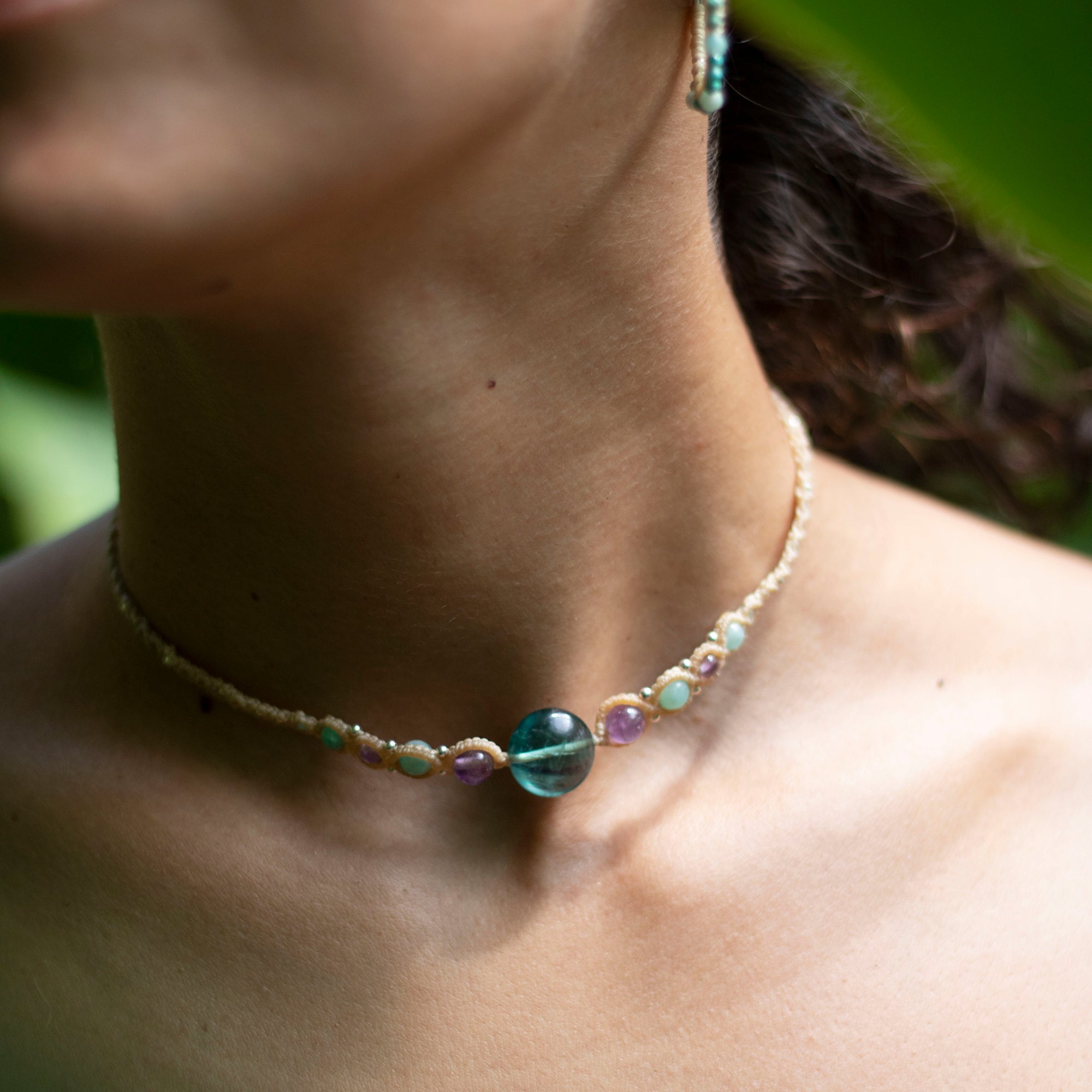 Choker de Fluorita, Amatista y Amazonita