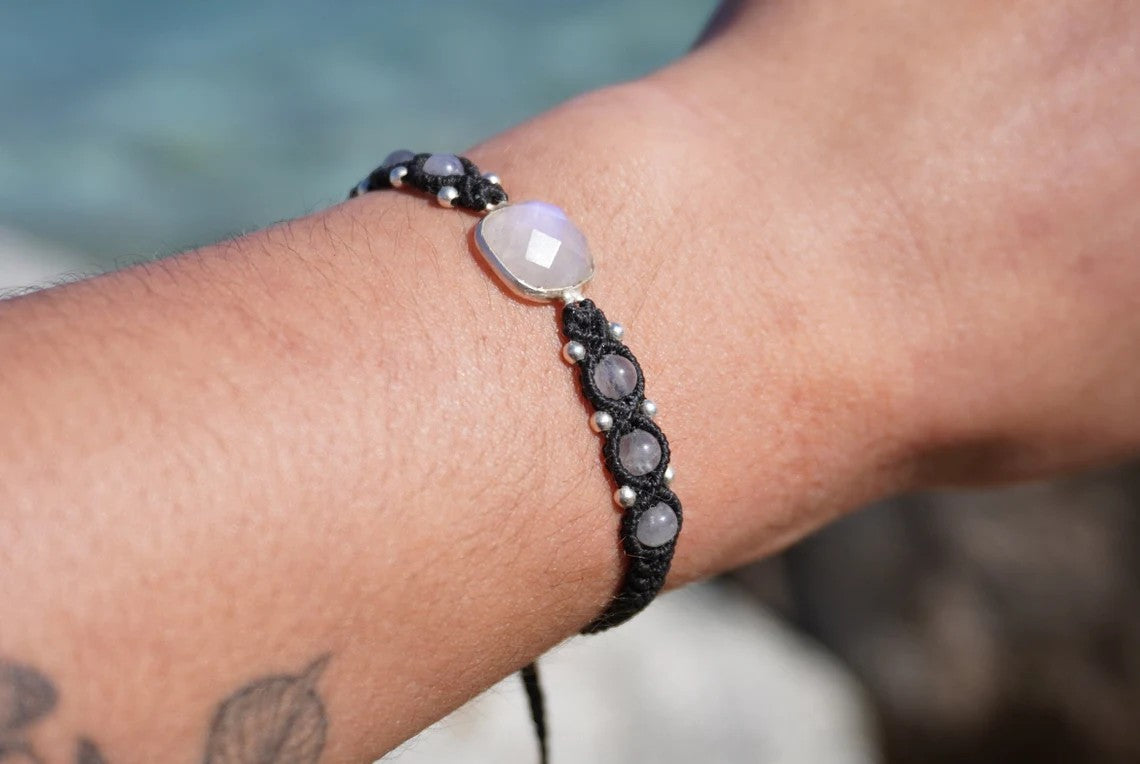 Pulsera de Piedra Lunar Arcoíris y Labradorita