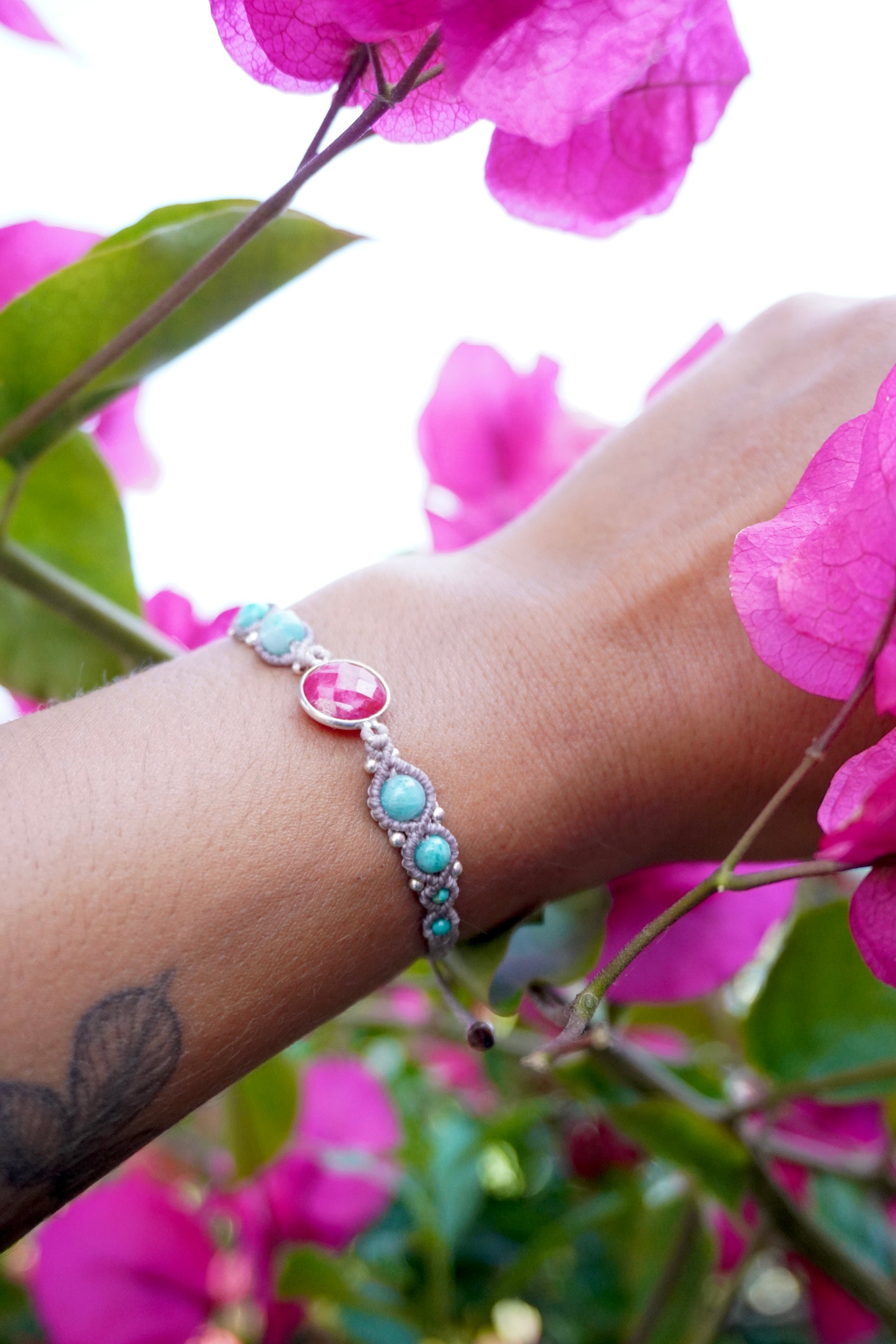 Pulsera de Rubí, Amazonita y Turquesa