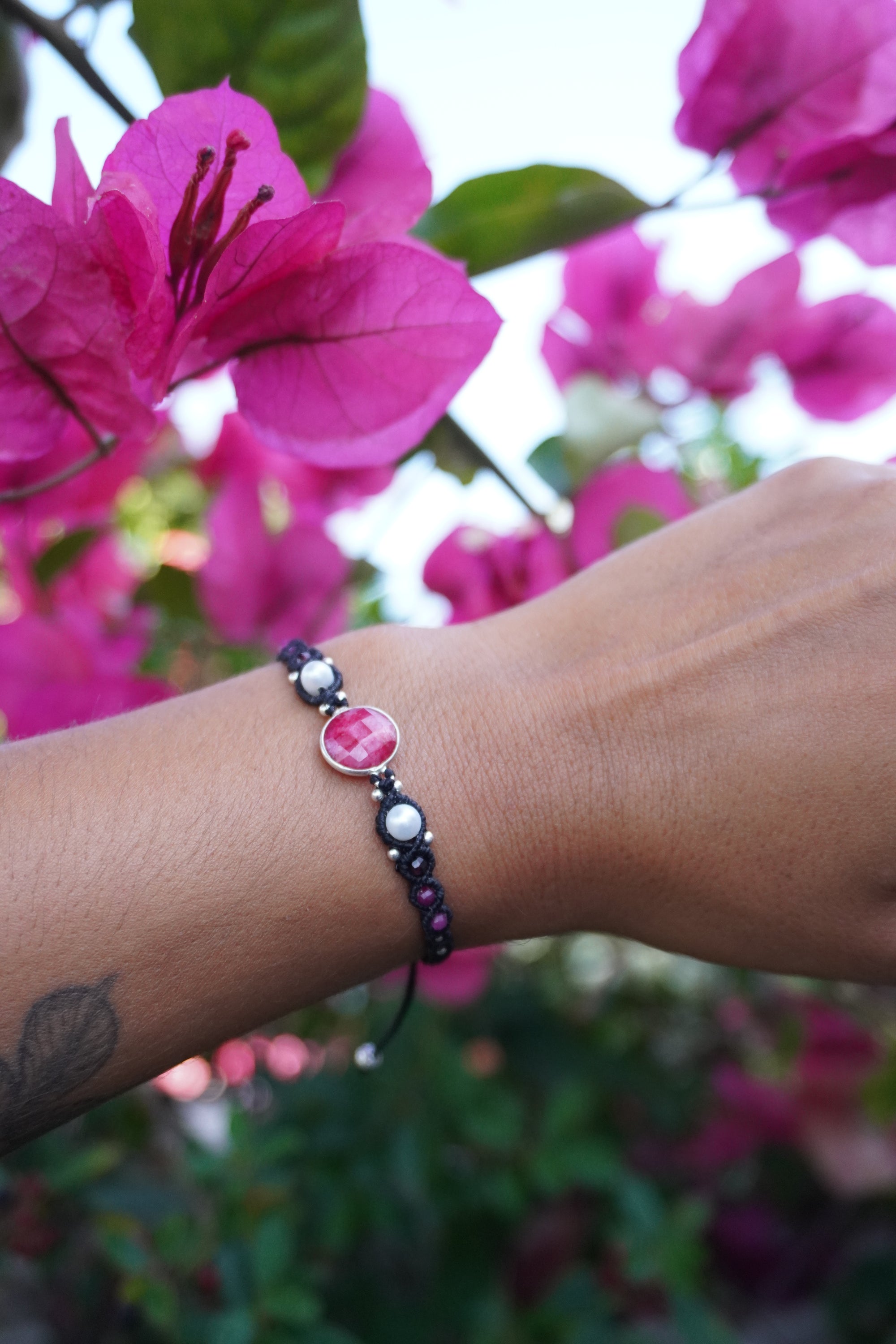 Pulsera de Rubí, Perlas y Granate