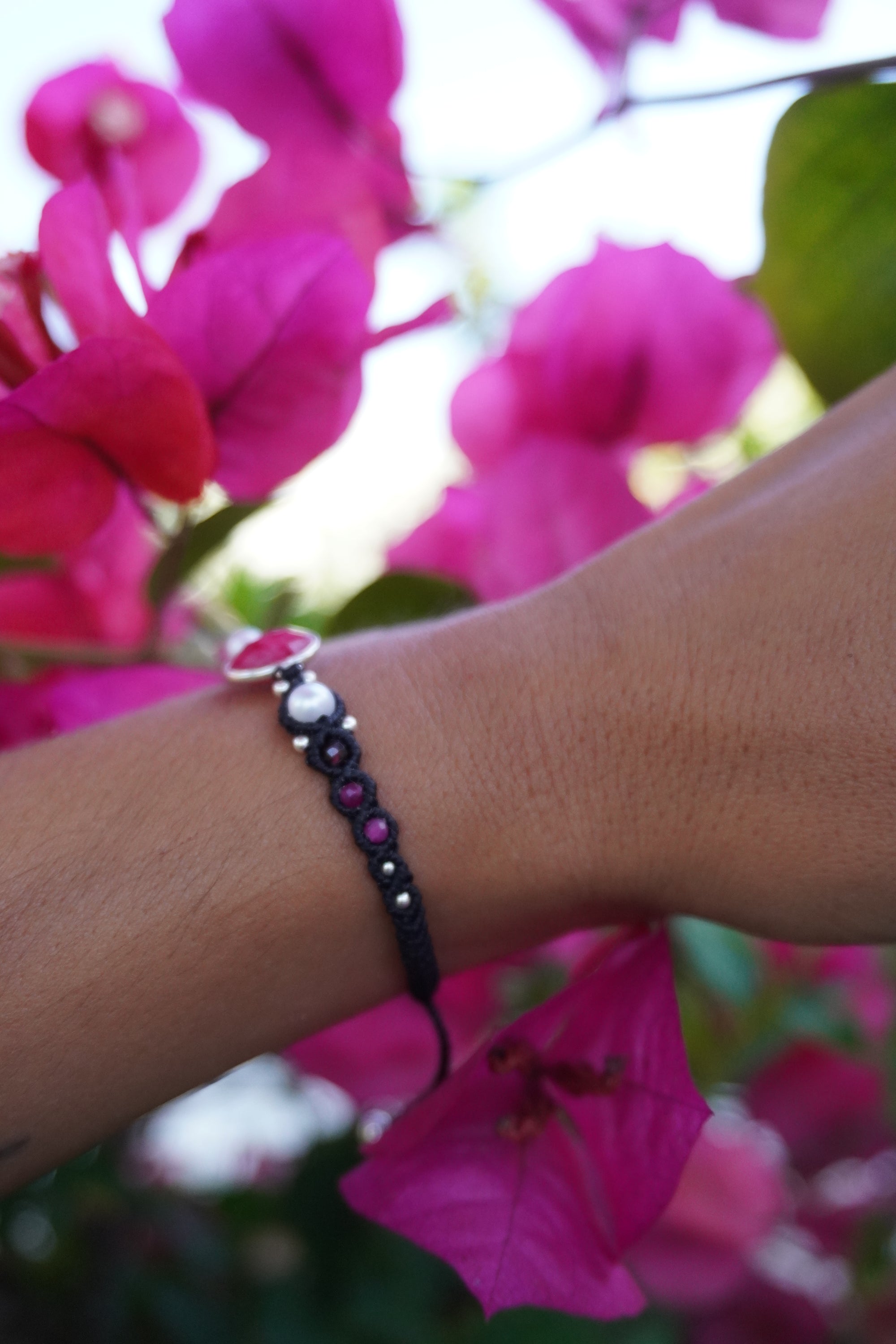 Pulsera de Rubí, Perlas y Granate