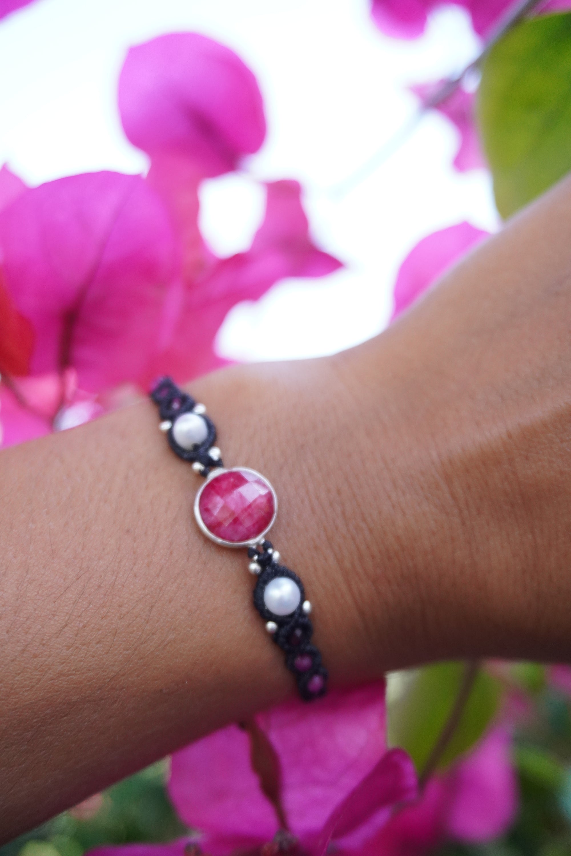 Pulsera de Rubí, Perlas y Granate