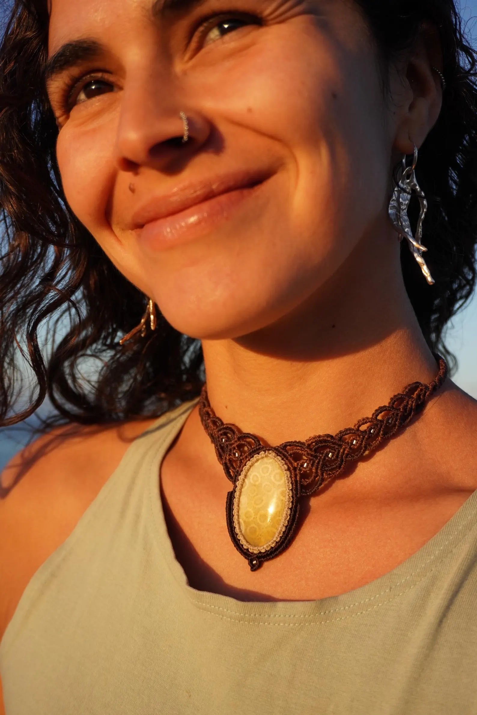 Choker de Coral Fossil