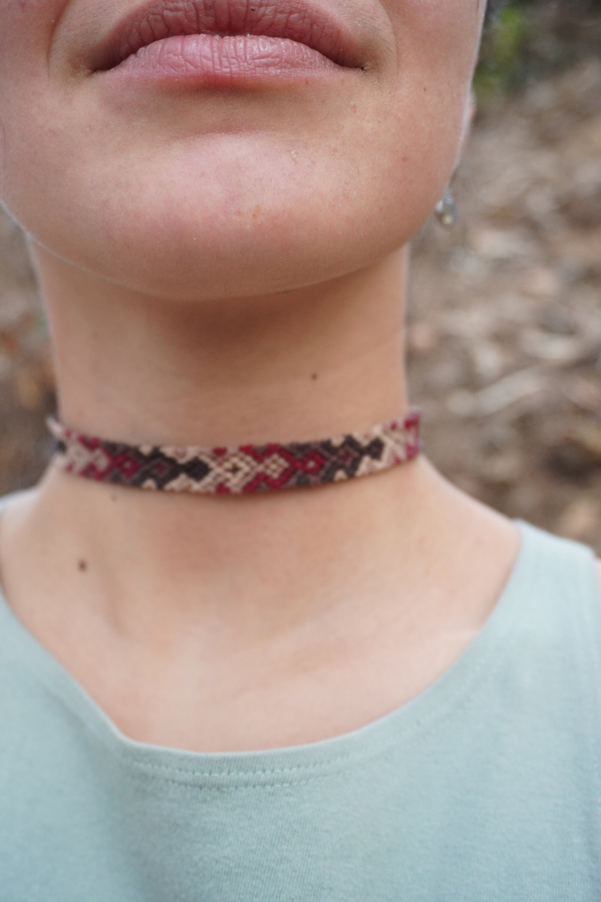 Chocker de macramé con Caurzo Rosa y Amatista