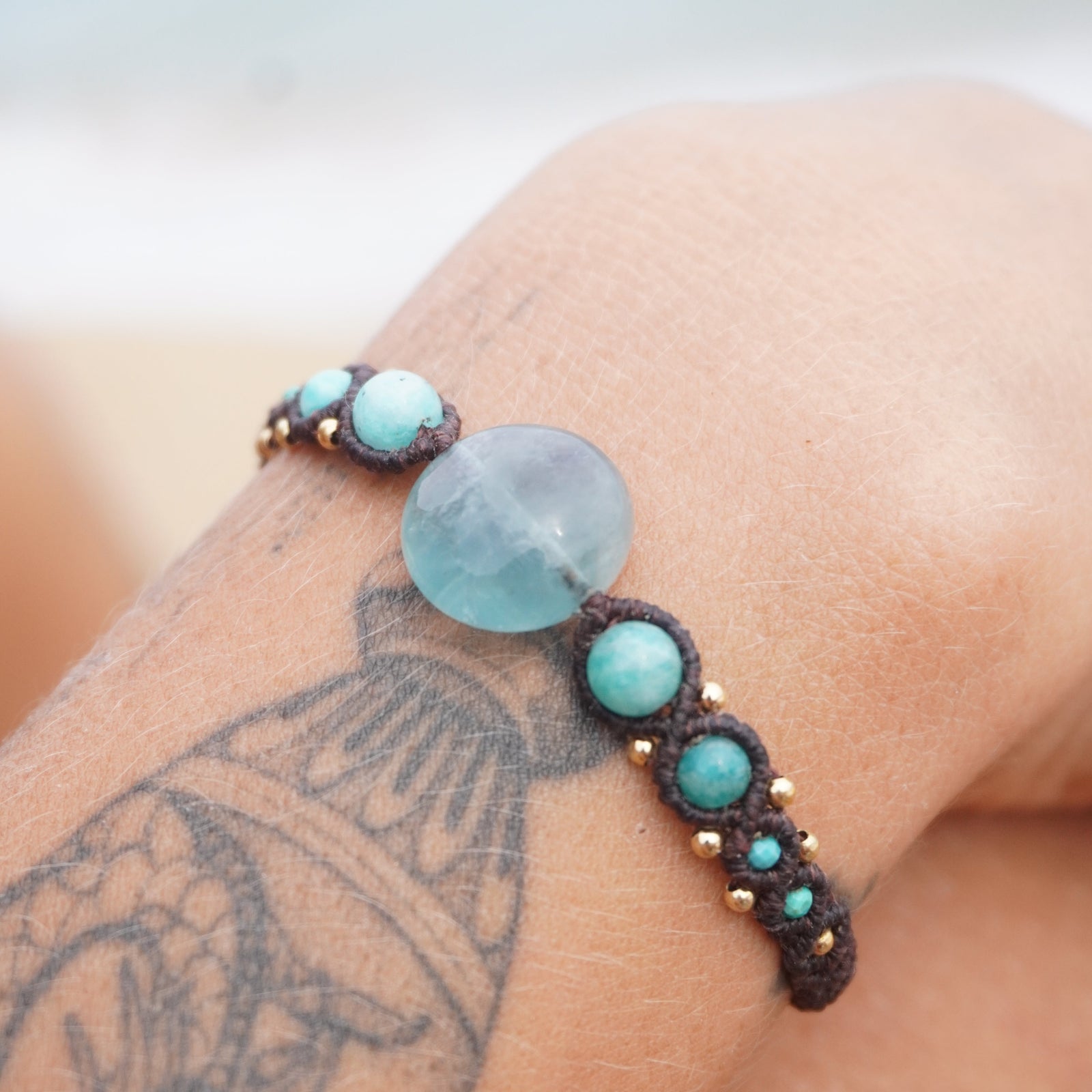 Pulsera de Fluorita, Amazonita y Turquesa