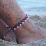 Tobillera de macramé con Cuarzo rosa