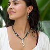 Collar de Sirena de plata con Piedra Luna Arcoiris, Perlas y Labradorita
