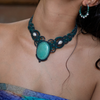 Gargantilla de Turquesa, Perlas y Cuarzo Verde