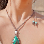 Collar de Crisocola con Pirita, Perla, Amazonita y Turquesa