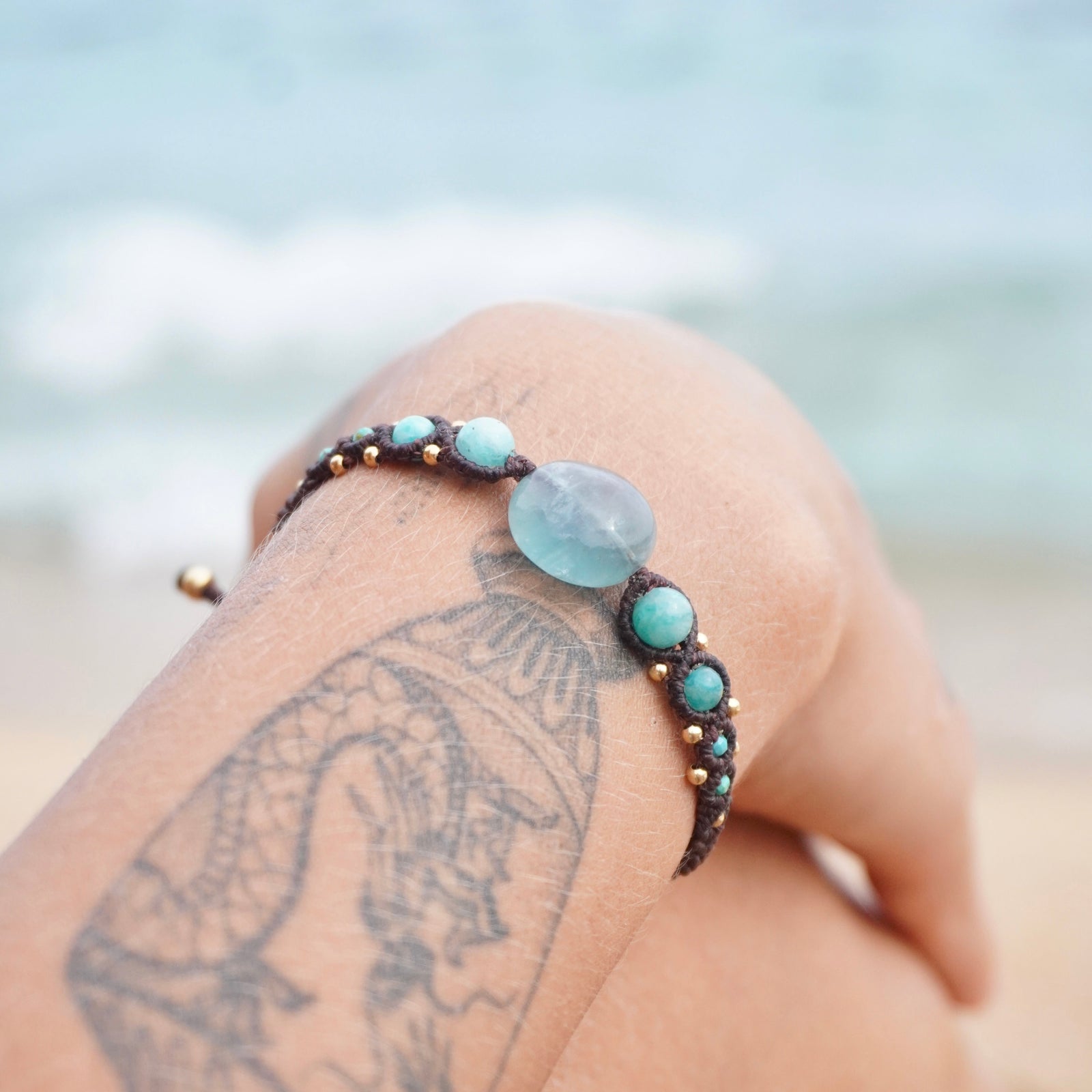 Pulsera de Fluorita, Amazonita y Turquesa