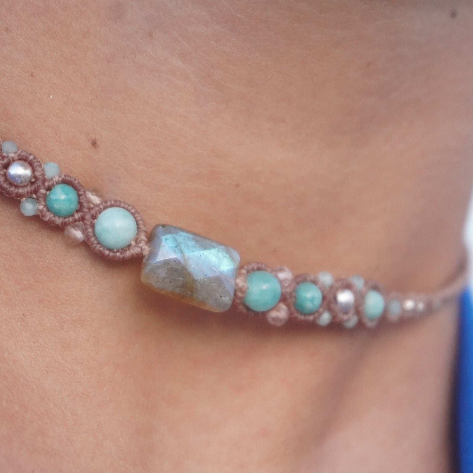 Choker de Labradorita y Amazonita