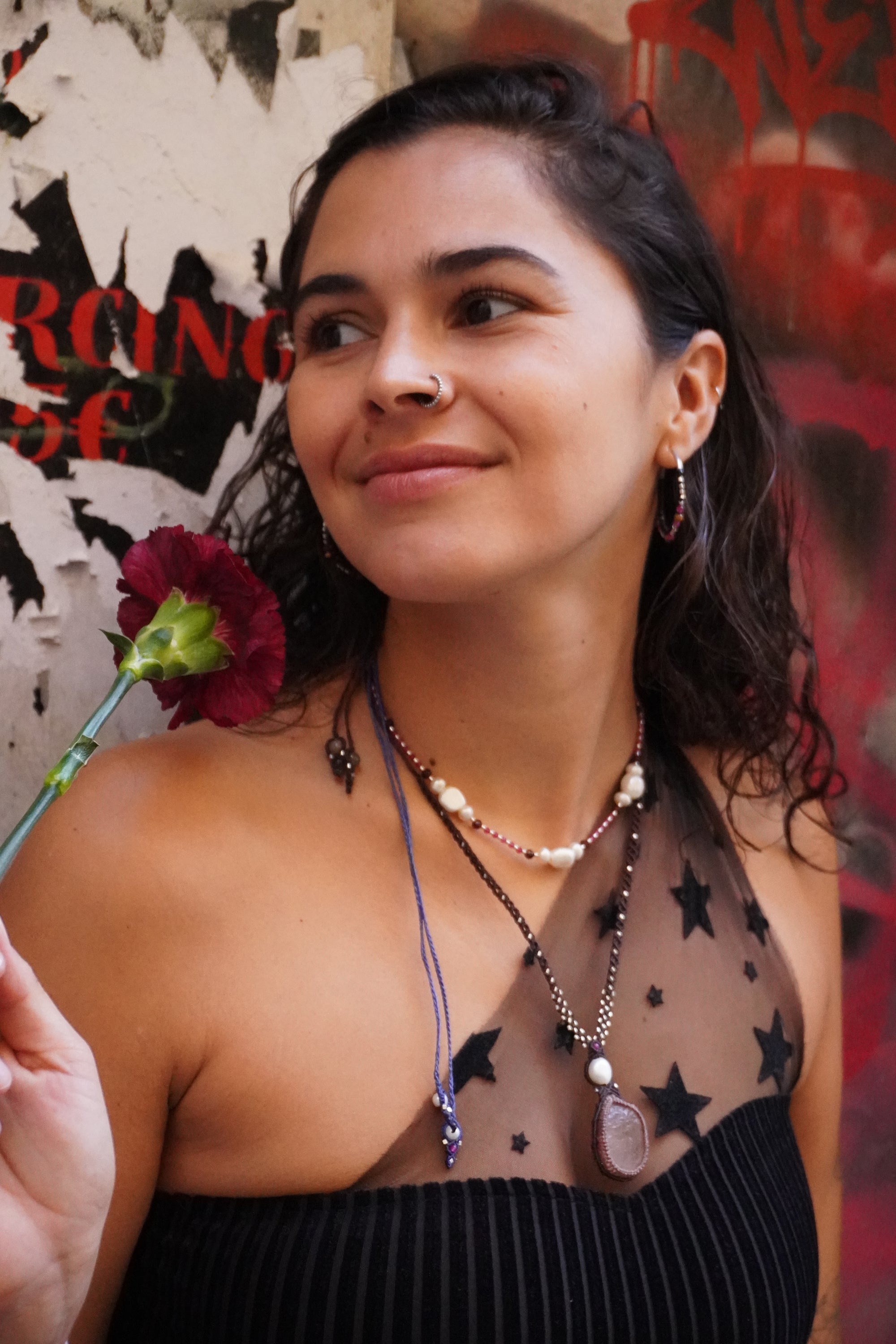 Collar Perlas, Rubí y Granate