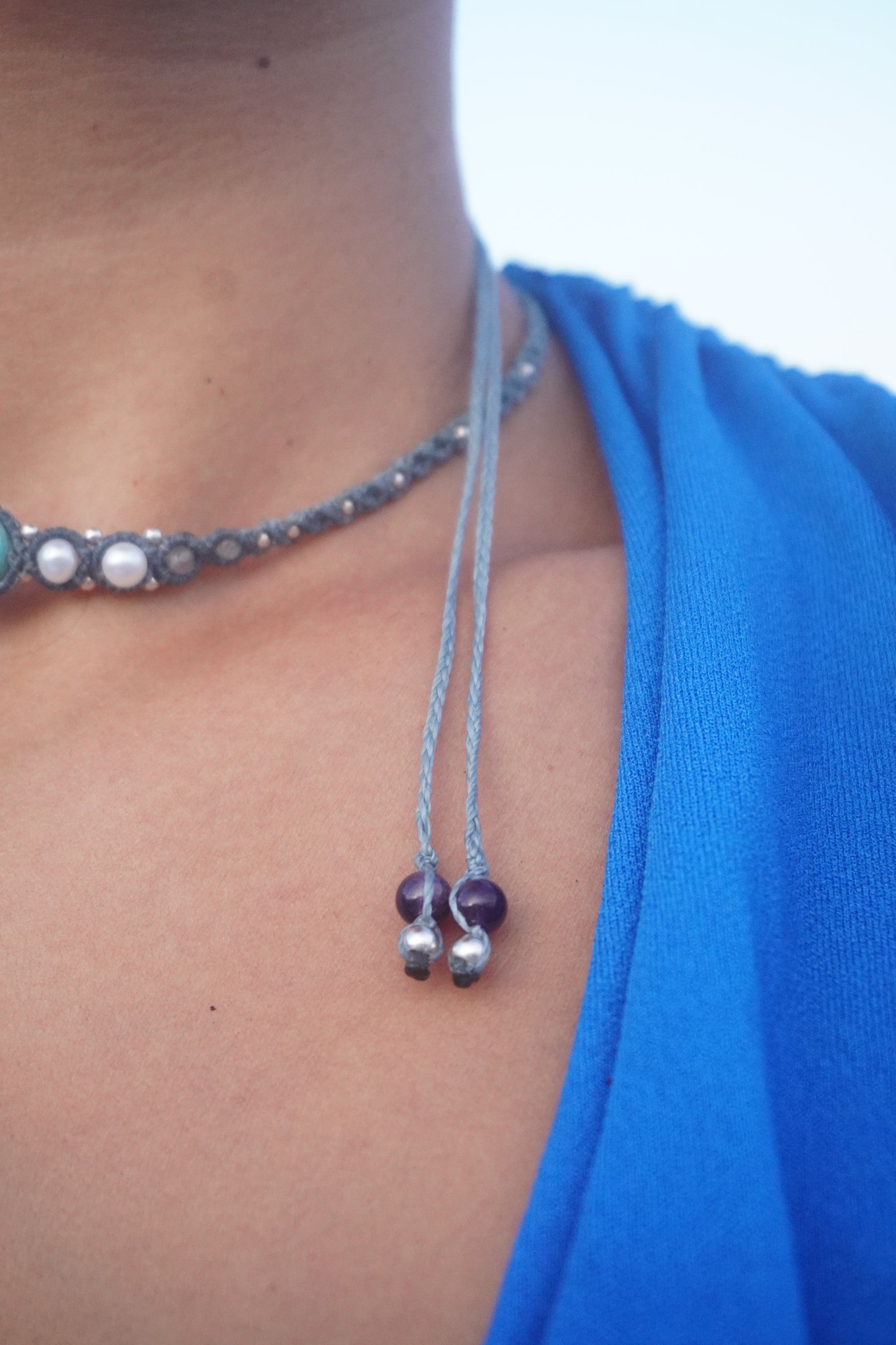 Choker de Amazonita, Perlas y Labradorita