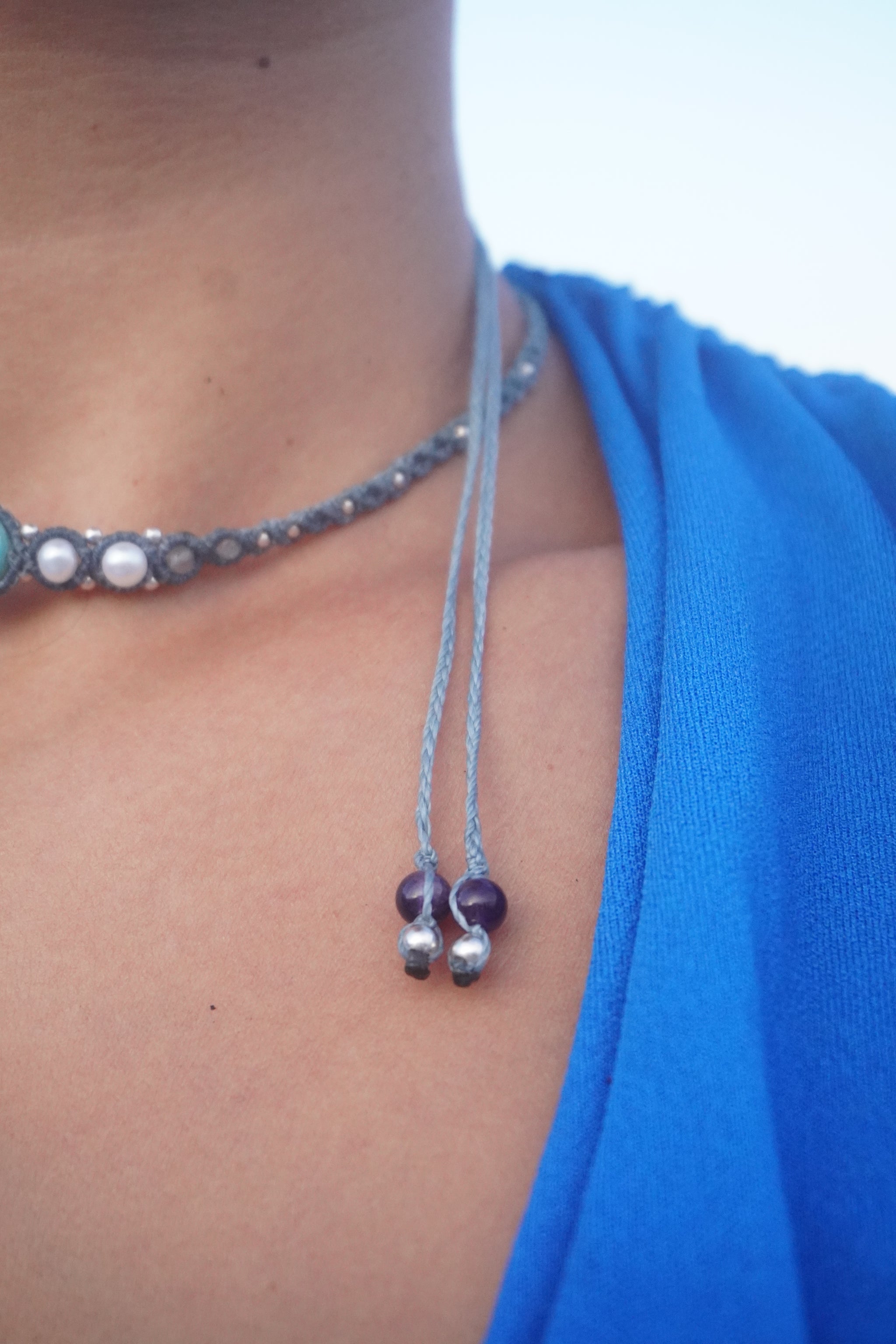 Choker de Amazonita, Perlas y Labradorita