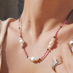 Collar Perlas, Rubí y Granate