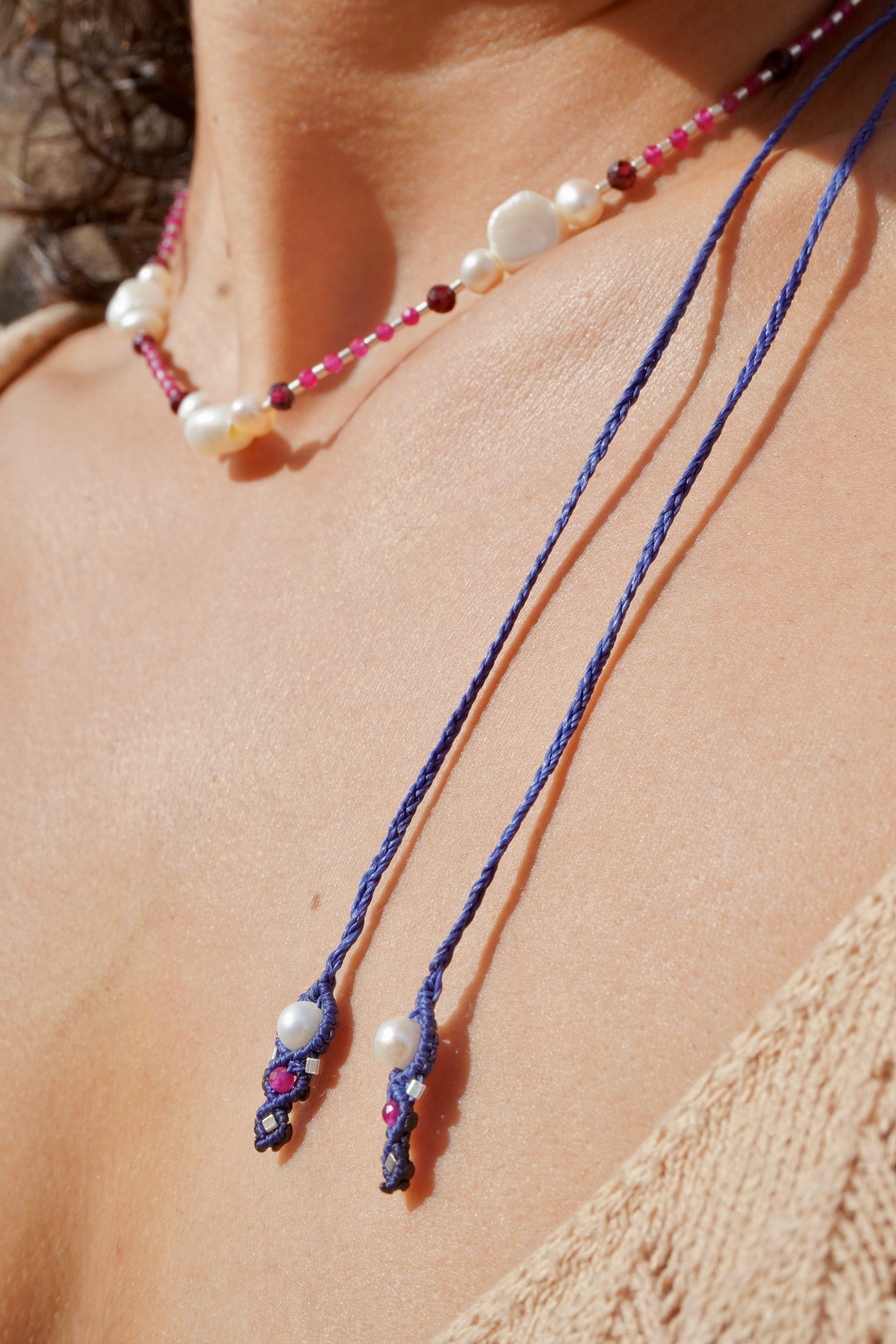 Collar Perlas, Rubí y Granate